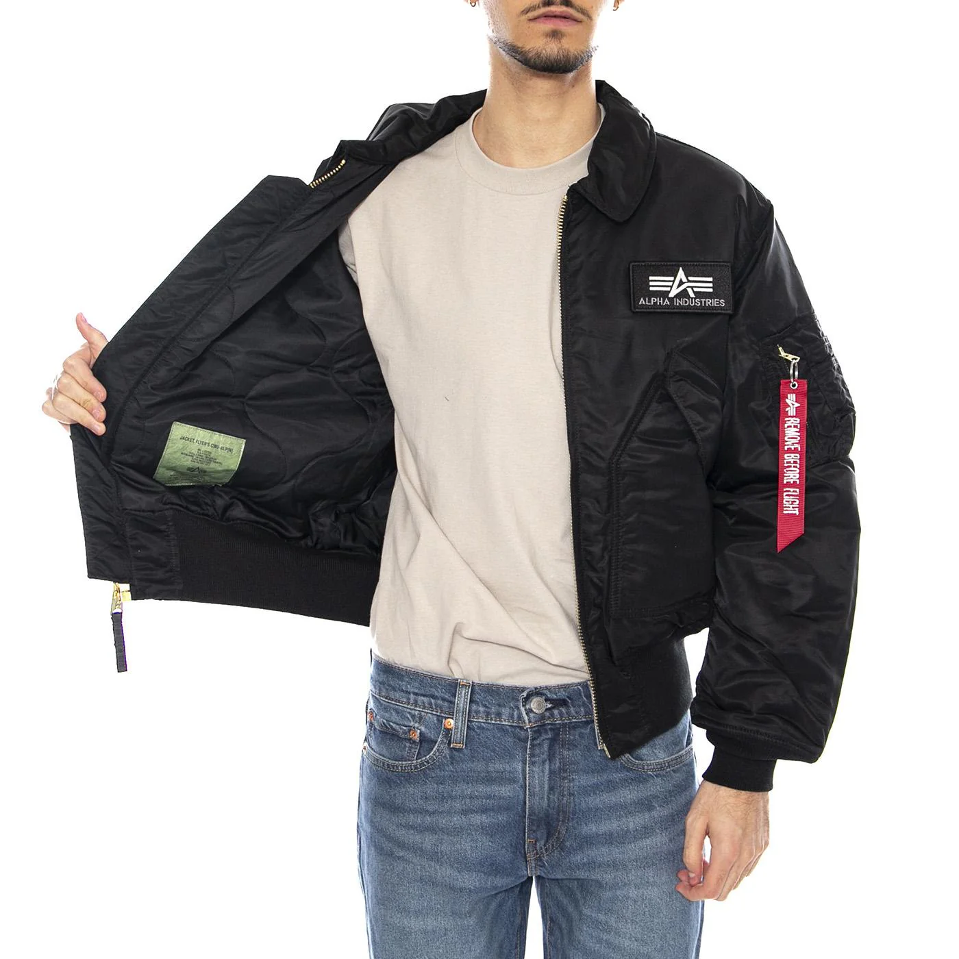 CWU 45 Black Jacket -- Black Men's Jacket ALPHA INDUSTRIES - Image 4