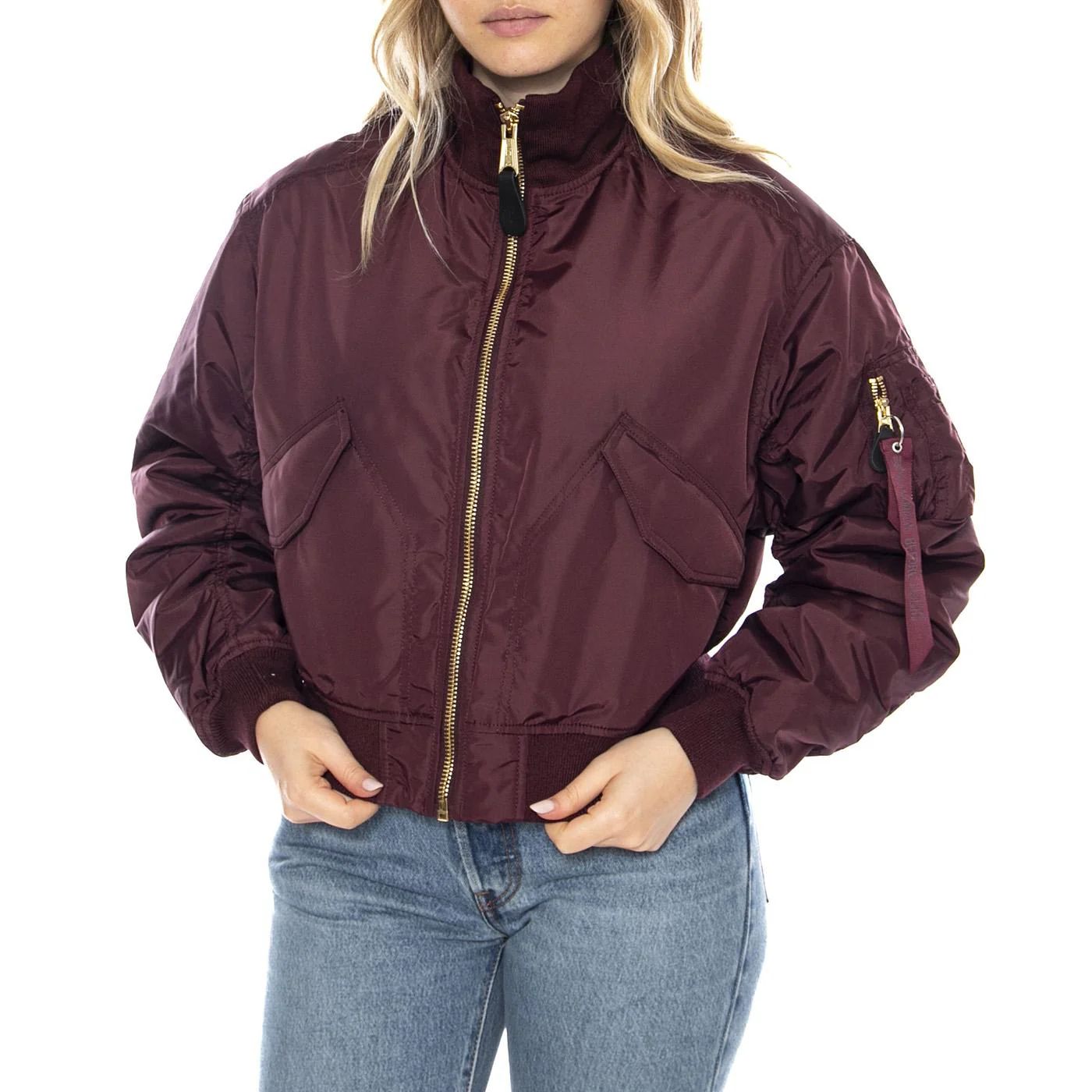 MA-1 Cropped Bomber -- Dark Cherry Bordeaux Women's Jacket ALPHA INDUSTRIES