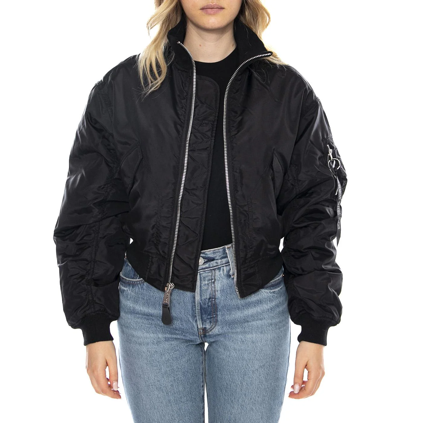 MA-1 Cropped Bomber -- Black Women's Jacket ALPHA INDUSTRIES - Image 2