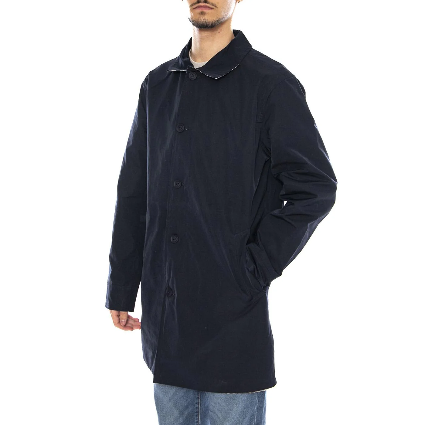 Aquascutum Iconic Reversible Trench -- Men's Trench Coat Blue none AQUASCUTUM