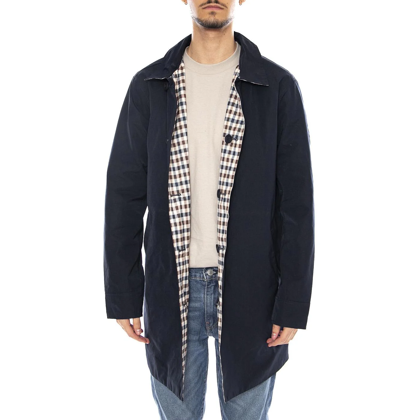 Aquascutum Iconic Reversible Trench -- Men's Trench Coat Blue none AQUASCUTUM - Image 2