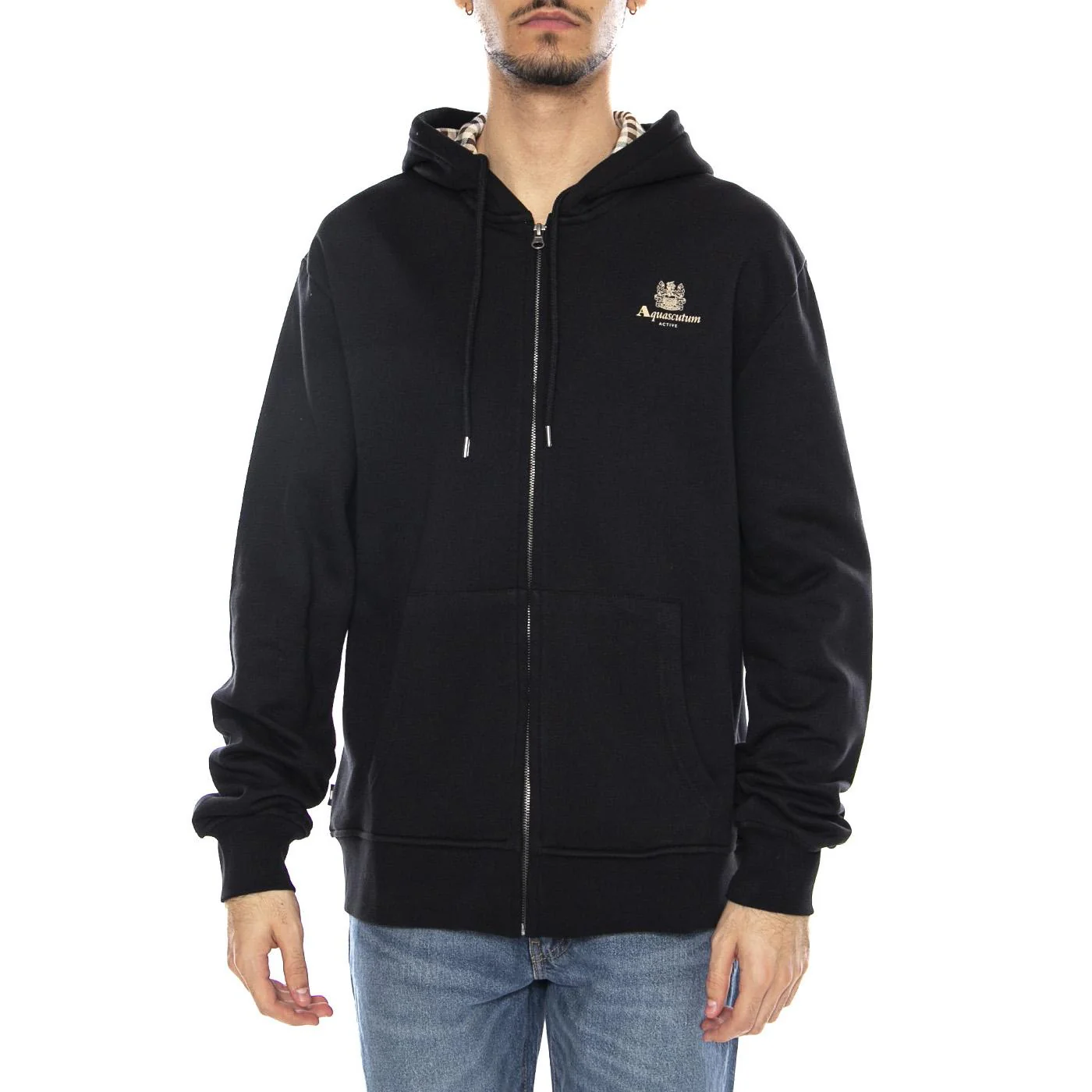 Full Zipped Hoodie Fleece -- Black Men's Hoodie AQUASCUTUM - Image 2