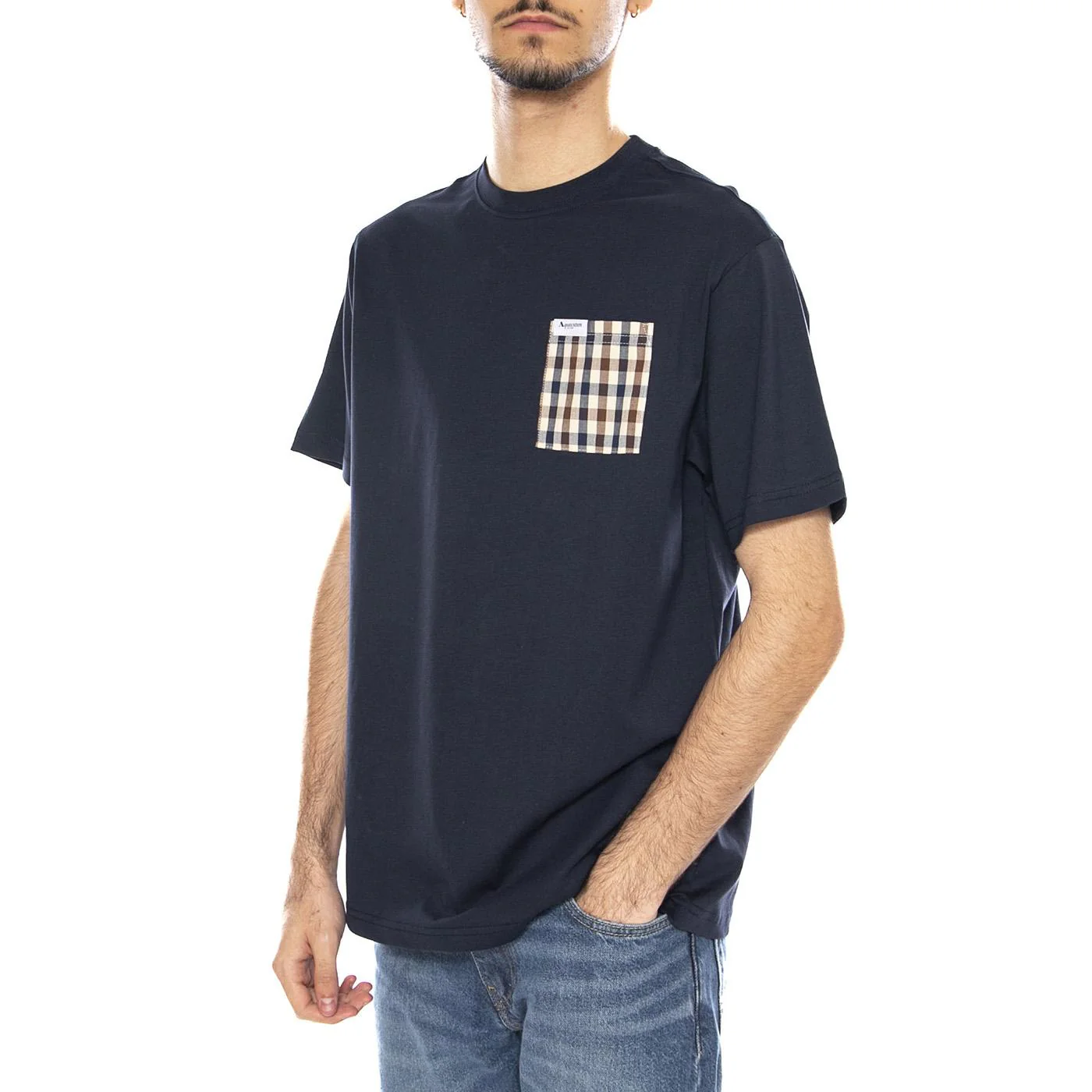 Iconic Pocket T-Shirt -- Men's Crew Neck T-Shirt Navy Men's AQUASCUTUM