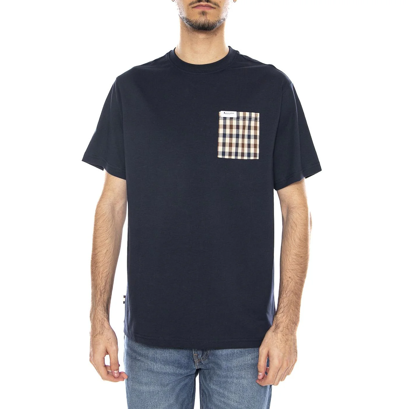 Iconic Pocket T-Shirt -- Men's Crew Neck T-Shirt Navy Men's AQUASCUTUM - Image 2
