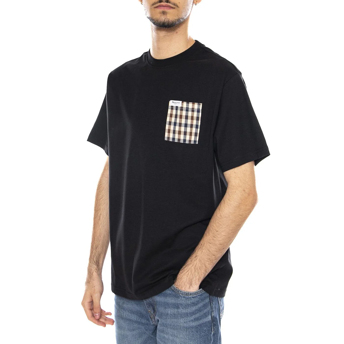 Iconic Pocket T-Shirt -- Men's Crew Neck T-Shirt Black Men's AQUASCUTUM