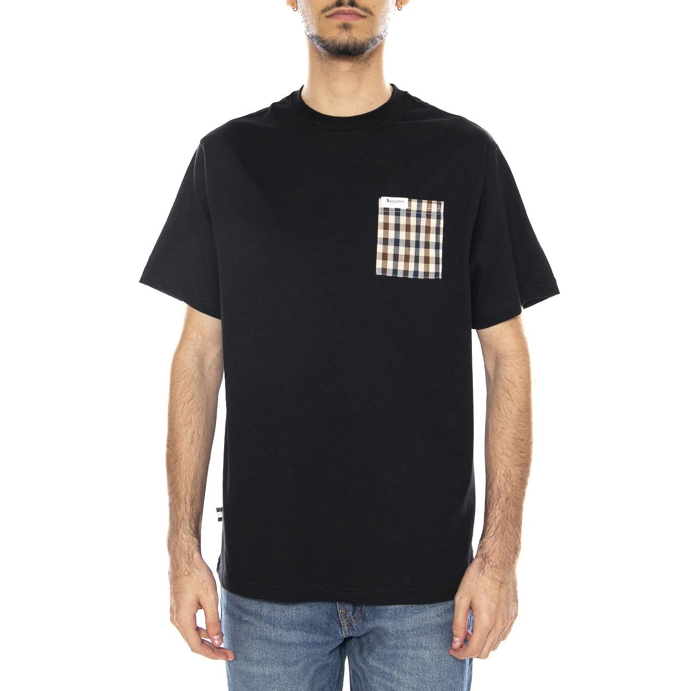 Iconic Pocket T-Shirt -- Men's Crew Neck T-Shirt Black Men's AQUASCUTUM - Image 2