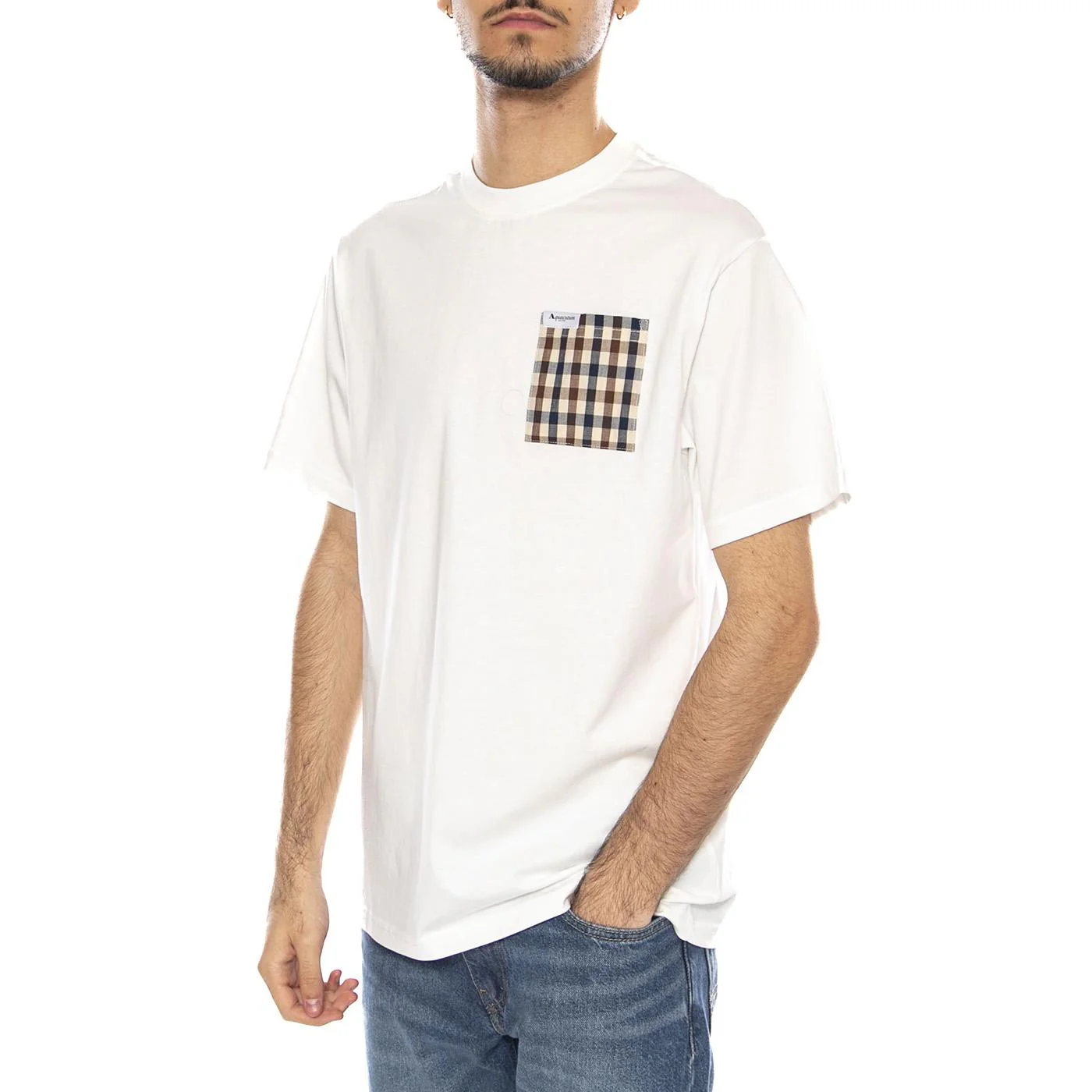 Iconic Pocket T-Shirt -- Men's Crew Neck T-Shirt Old White Men's AQUASCUTUM