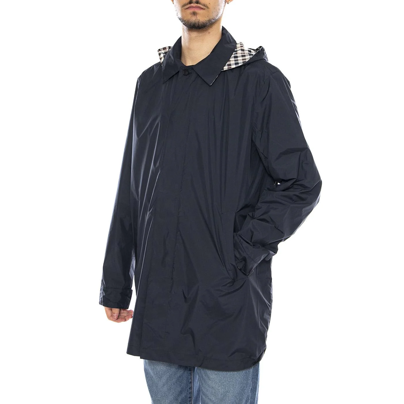 Packable Trench -- Navy Men's Trench Coat AQUASCUTUM