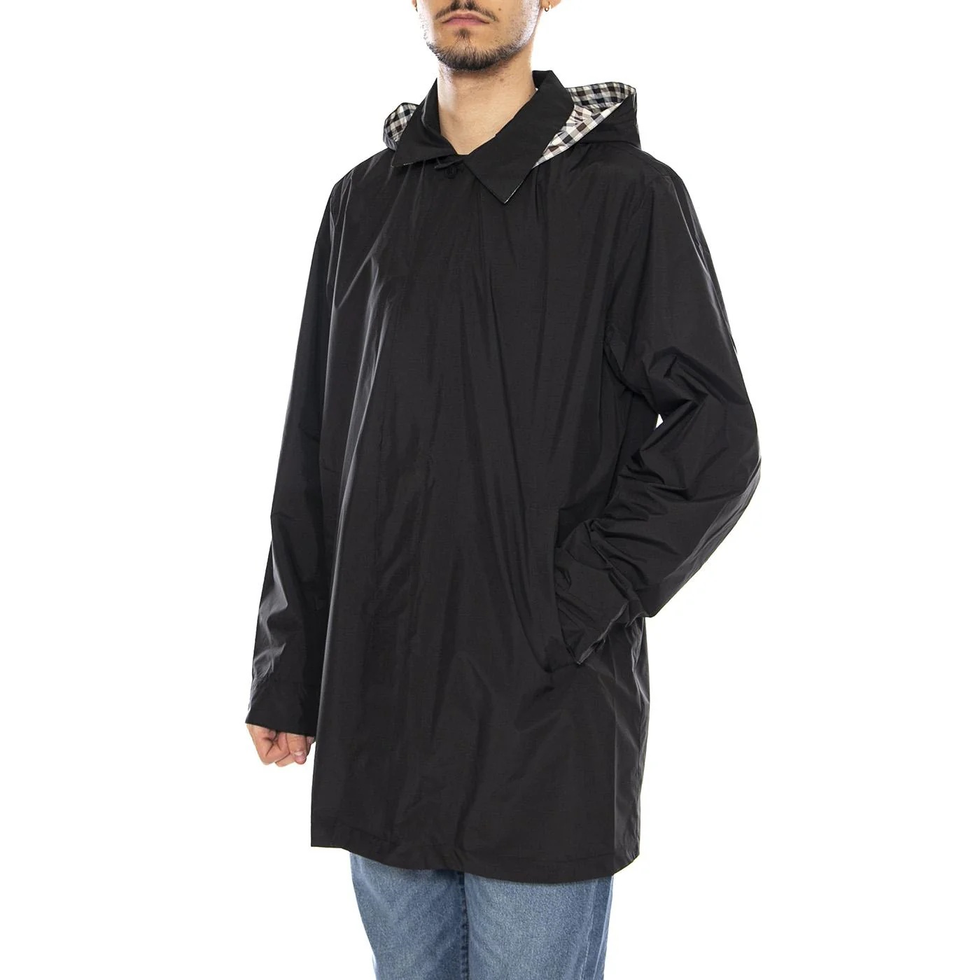 Packable Trench -- Black Men's Trench Coat AQUASCUTUM