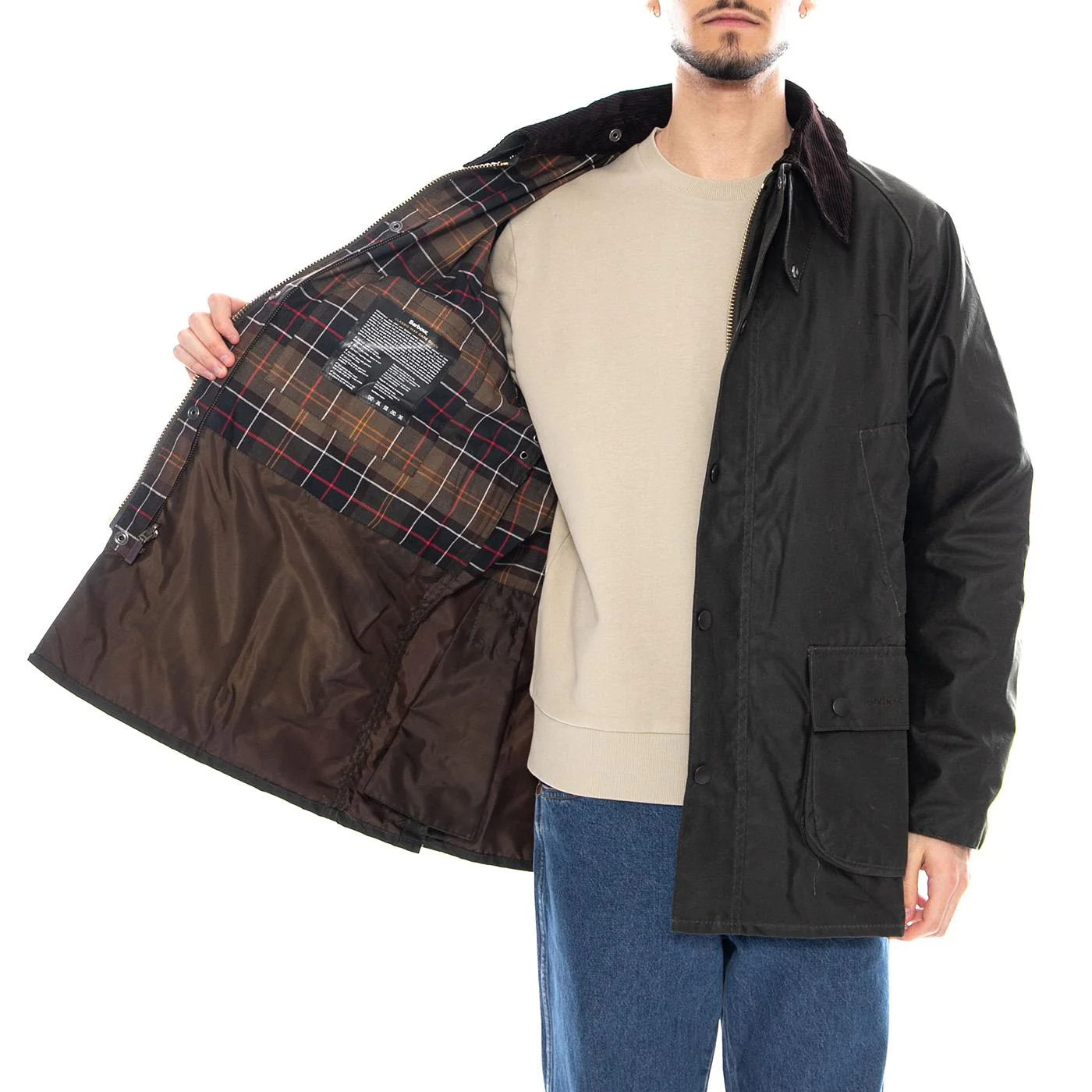 Bedale Wax Jacket OL99 - Men's Green Jacket BARBOUR - Image 4