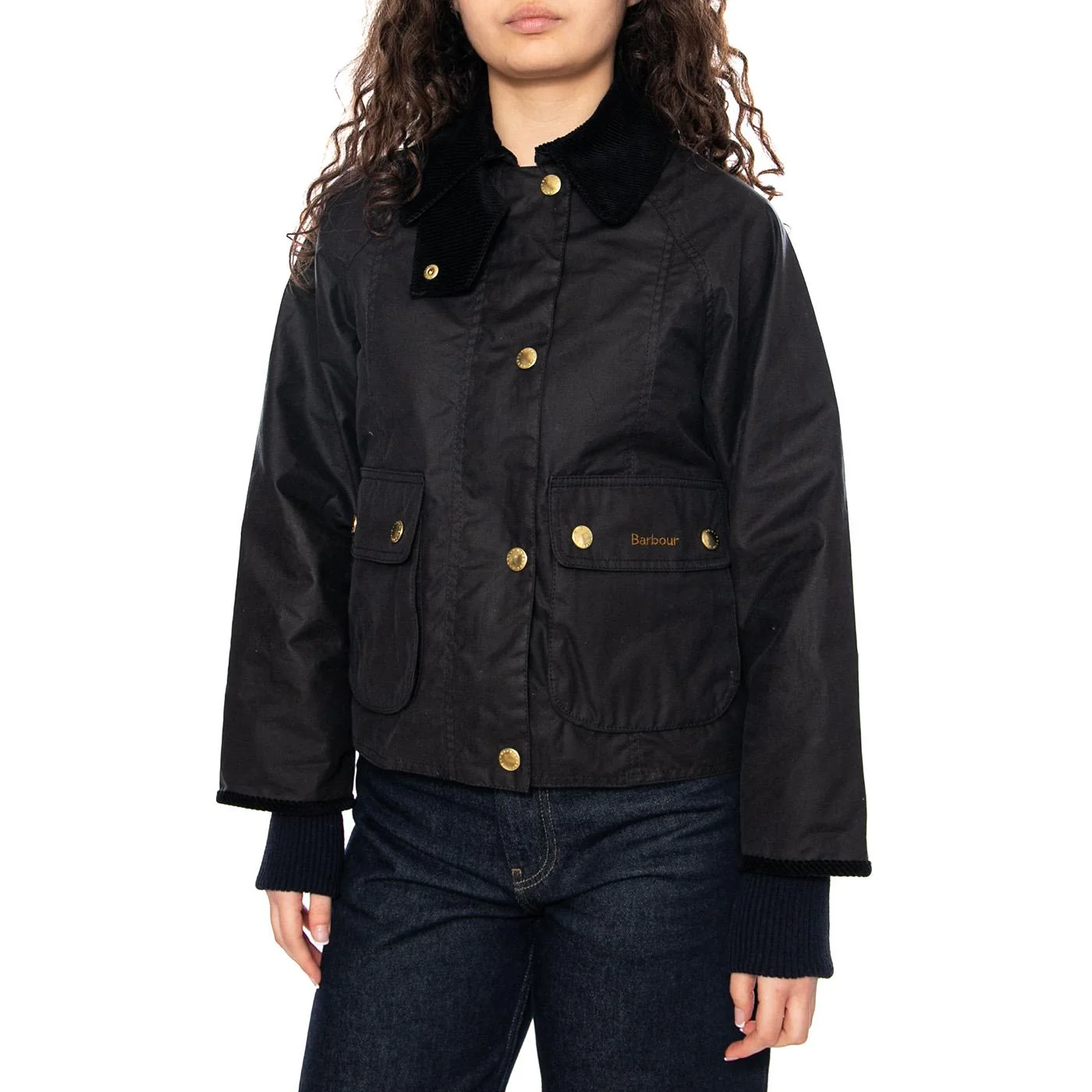 Cropped Beadnell Wax Jacket Navy / Classic - Women's Blue Jacket Women BARBOUR