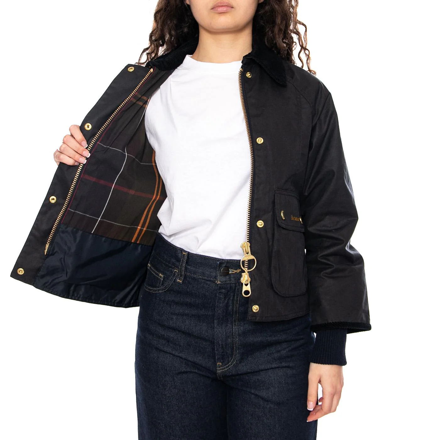 Cropped Beadnell Wax Jacket Navy / Classic - Women's Blue Jacket Women BARBOUR - Image 4