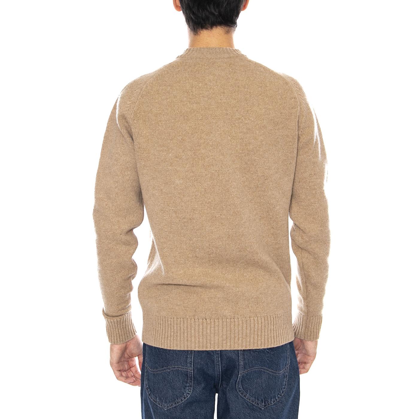 Grangetown Merino Crewneck Washed Stone - Men's Crewneck Sweater Brown BARBOUR - Image 3