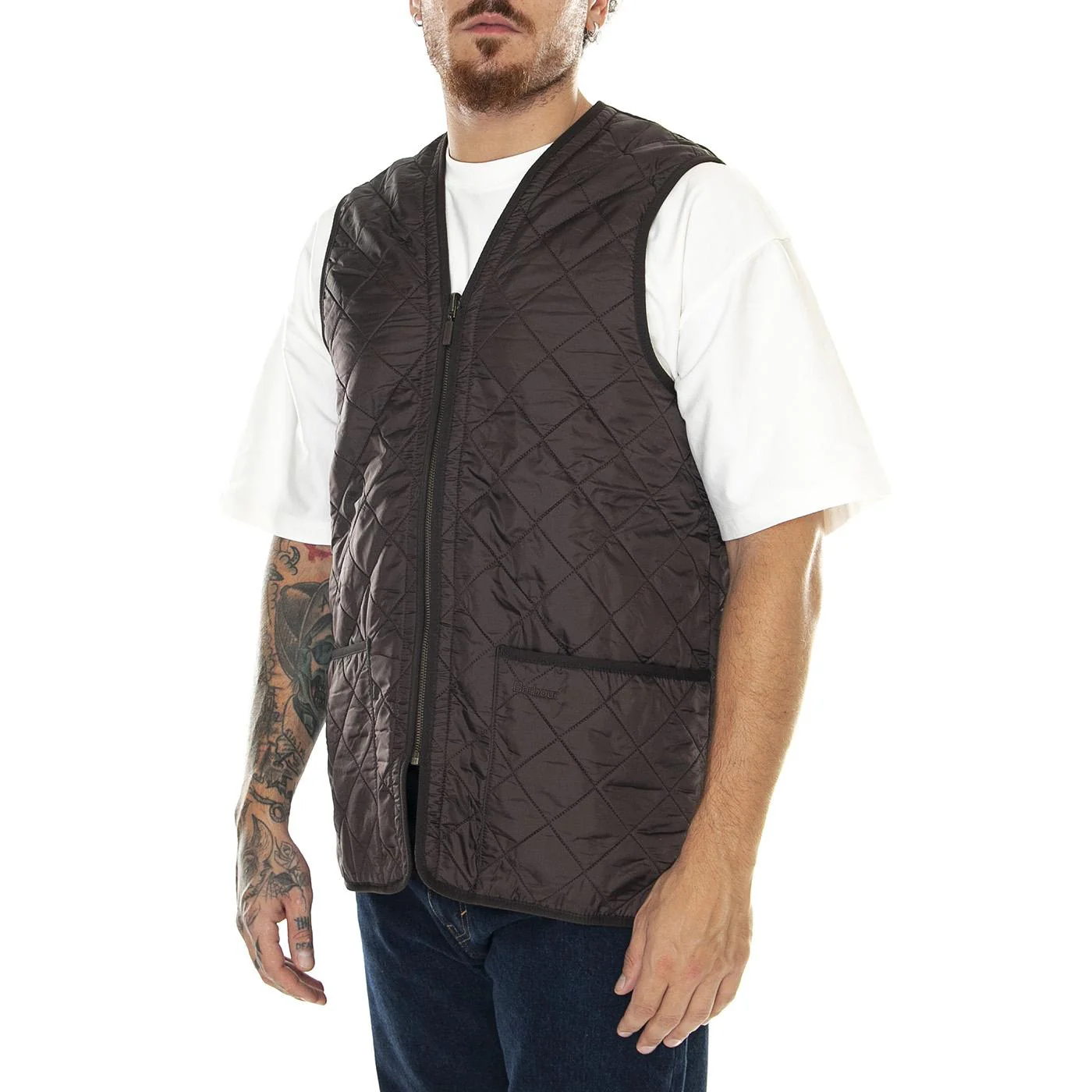 M' Polarquilt Waistcoat Zip Liner Dark Brown