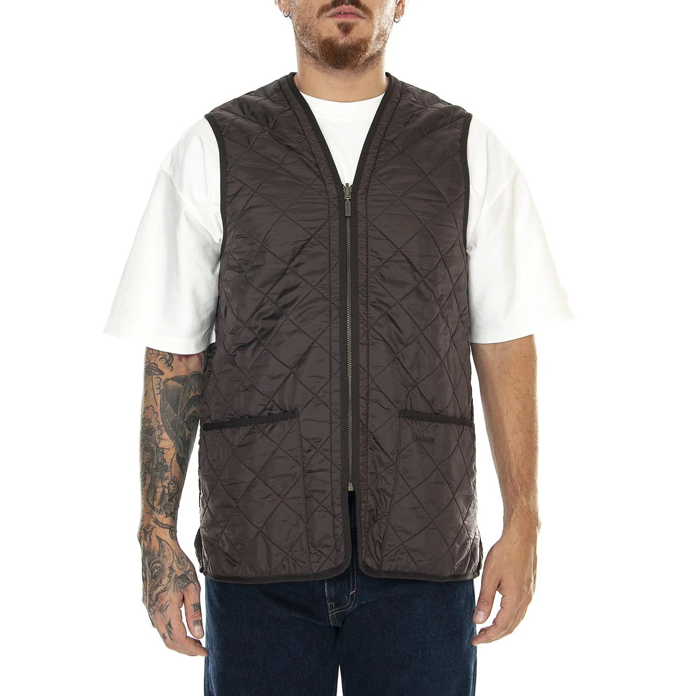 M' Polarquilt Waistcoat Zip Liner Dark Brown - Image 2
