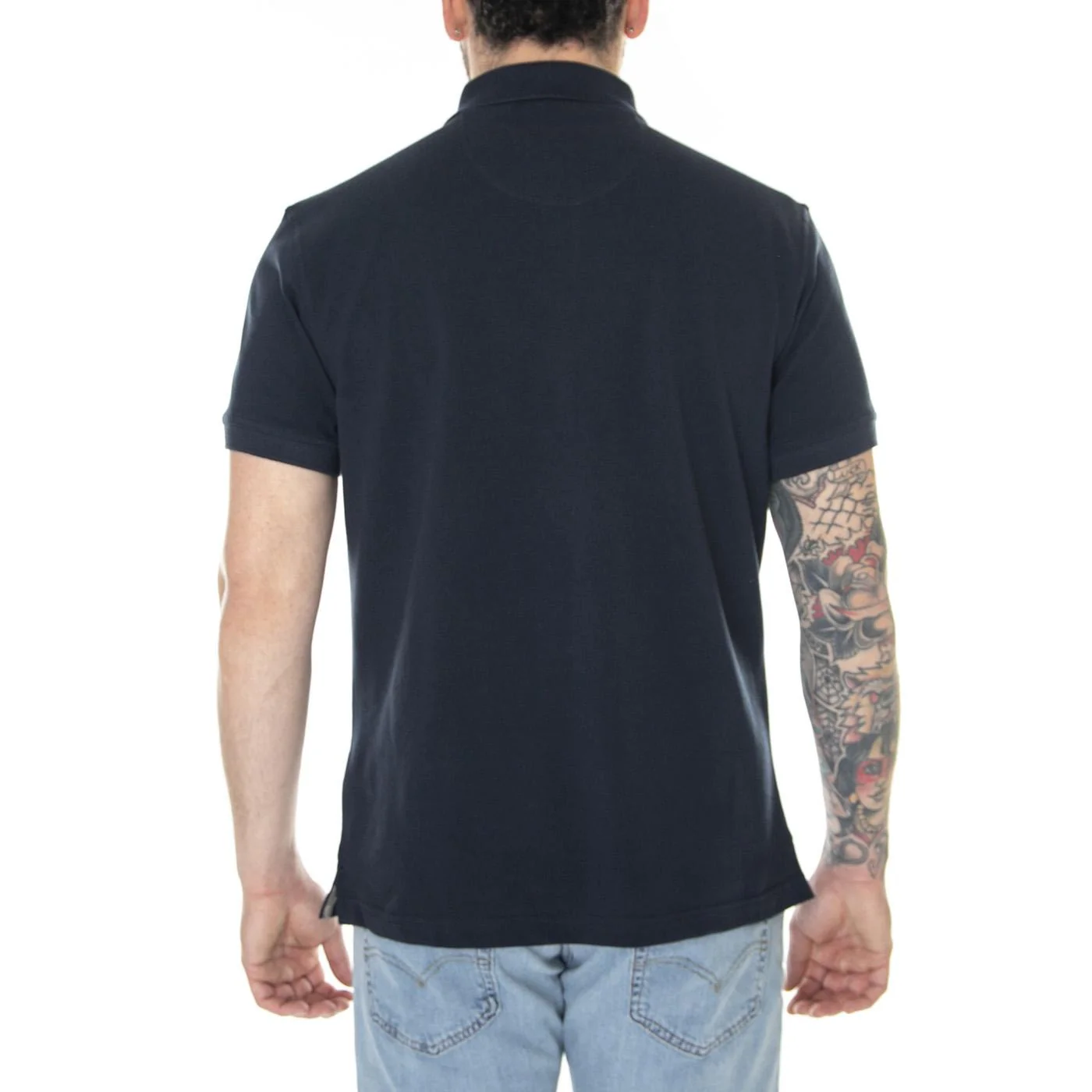 M' Tartan Pique Polo New Navy Shirt - Image 3