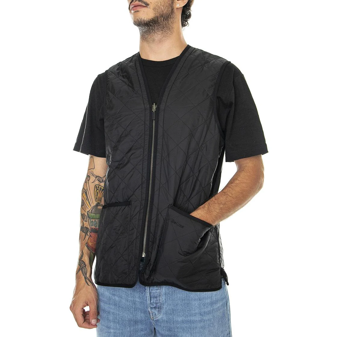 Mens Polarquilt Waistcoat Zip Liner Black Jacket