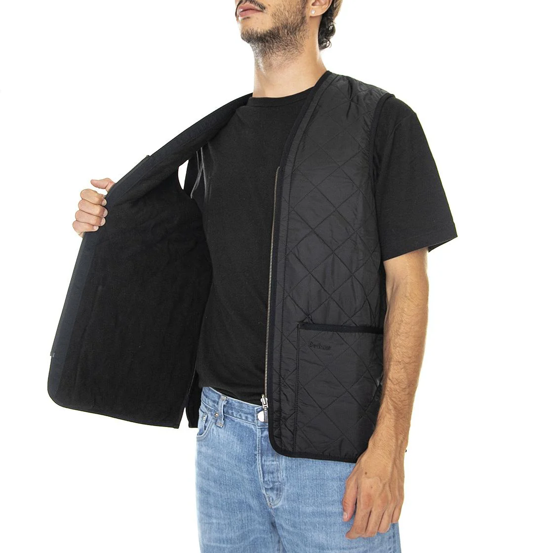 Mens Polarquilt Waistcoat Zip Liner Black Jacket - Image 4