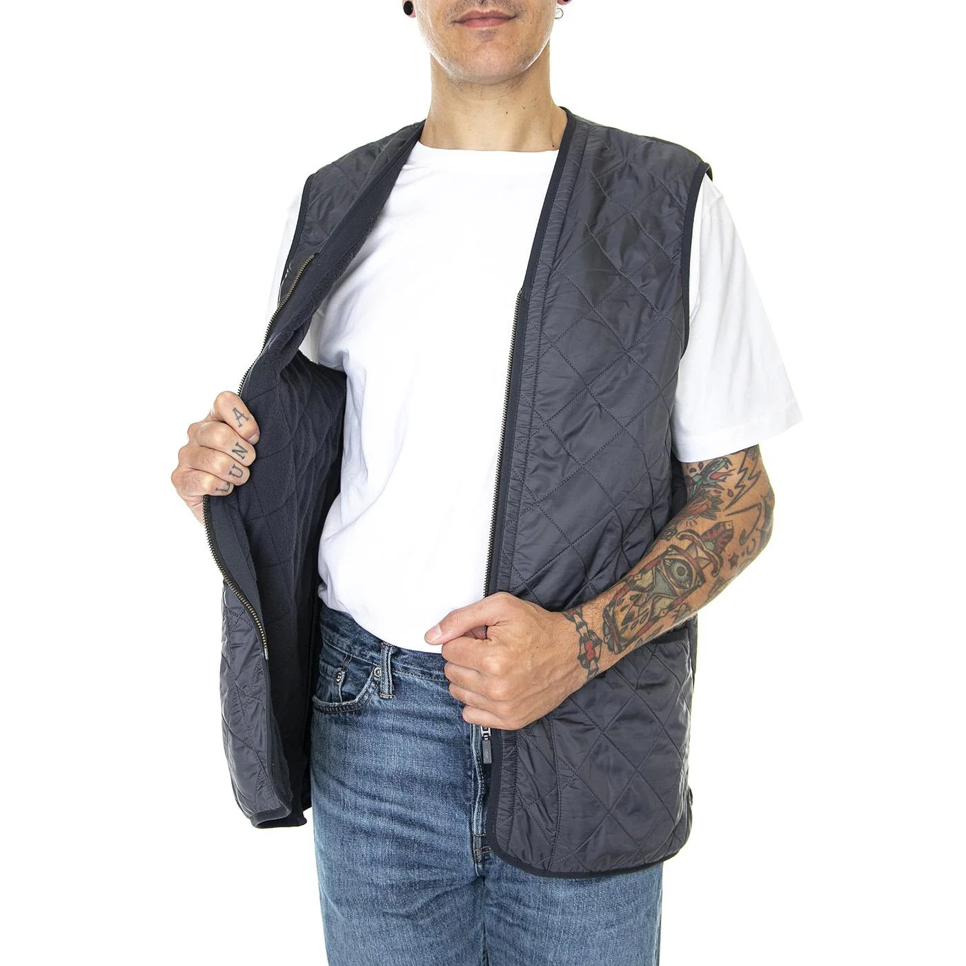 Mens Polarquilt Waistcoat Zip Liner Navy Jacket - Image 3