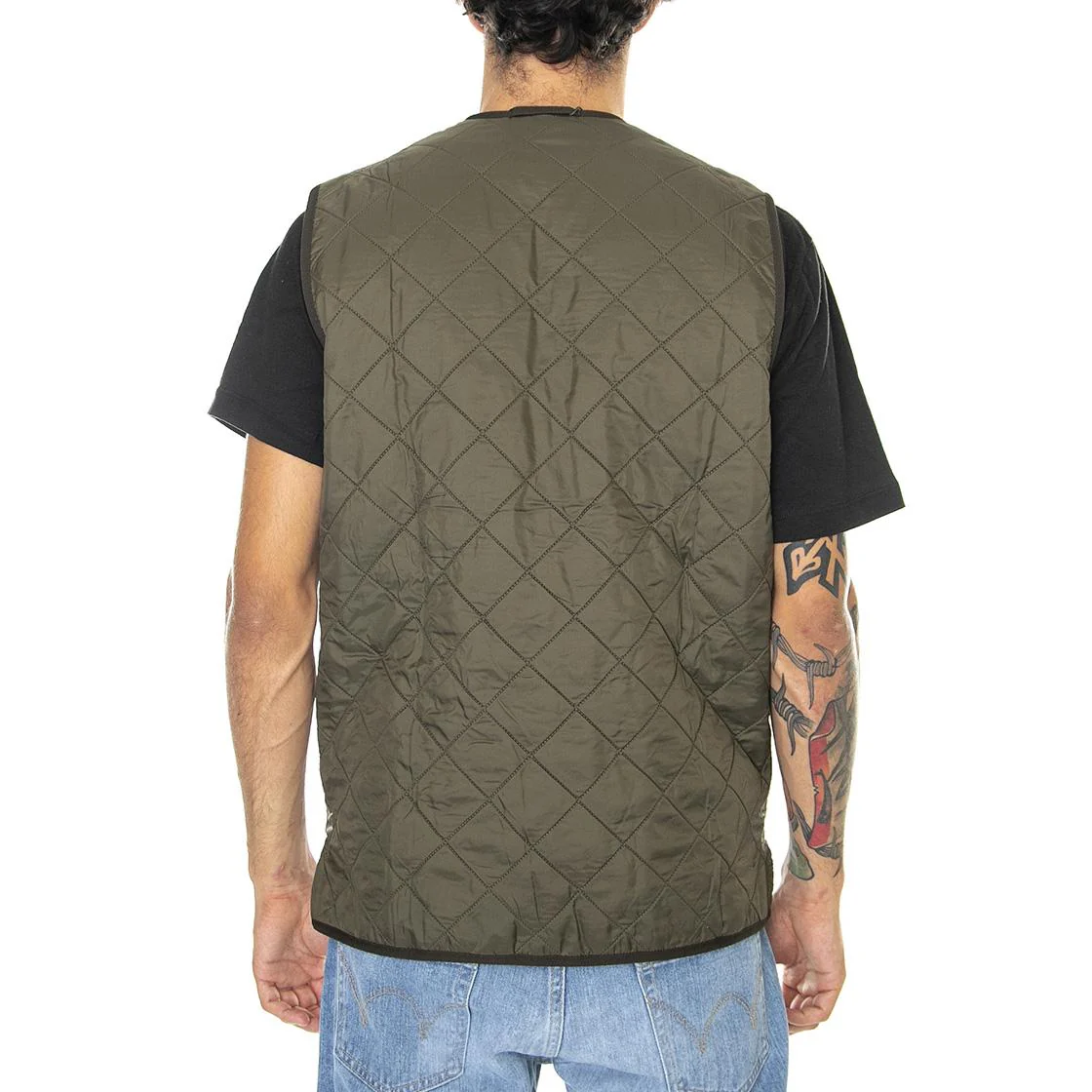 Mens Polarquilt Waistcoat Zip Liner Olive Jacket - Image 3