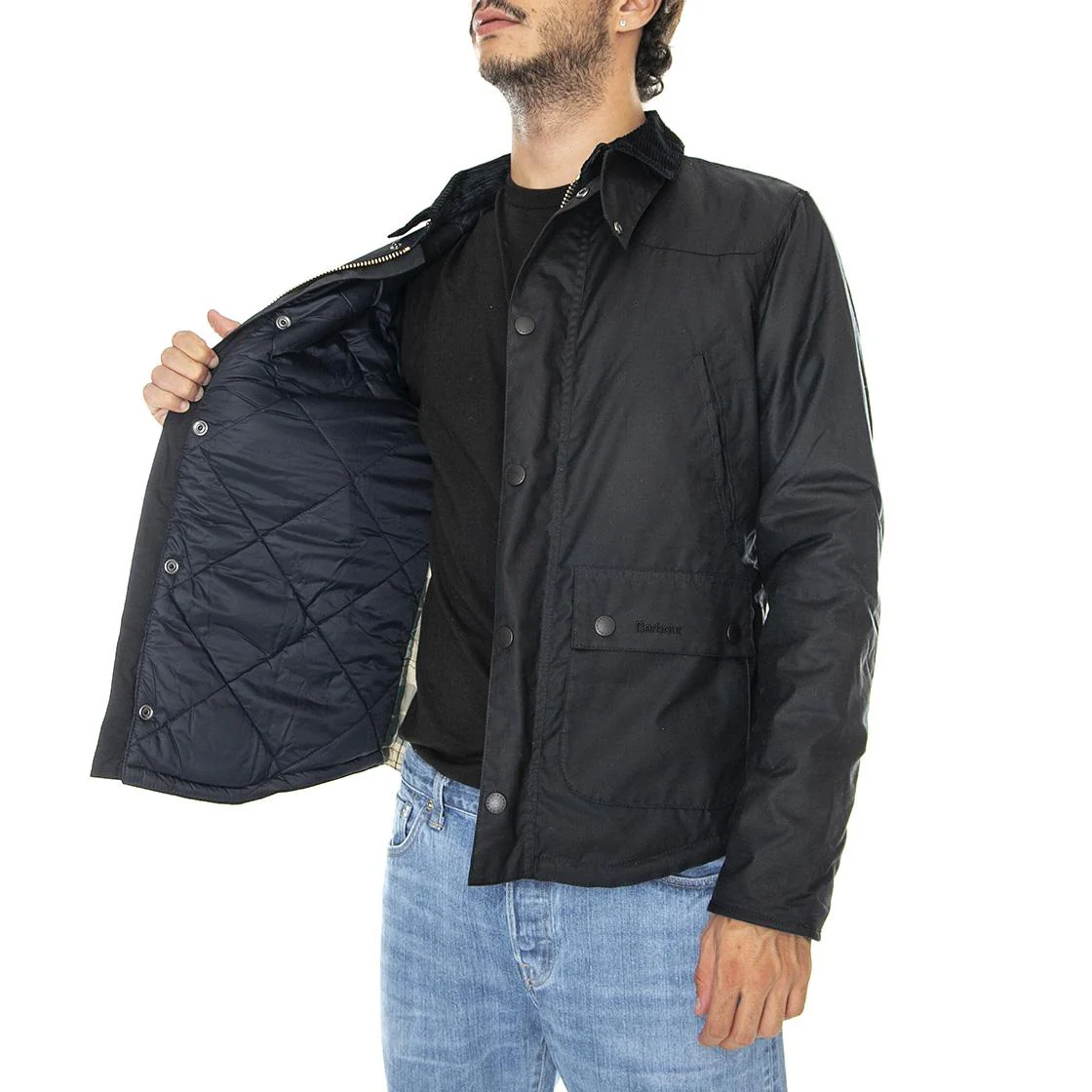 Mens Reelin Wax Jacket Navy - Image 4