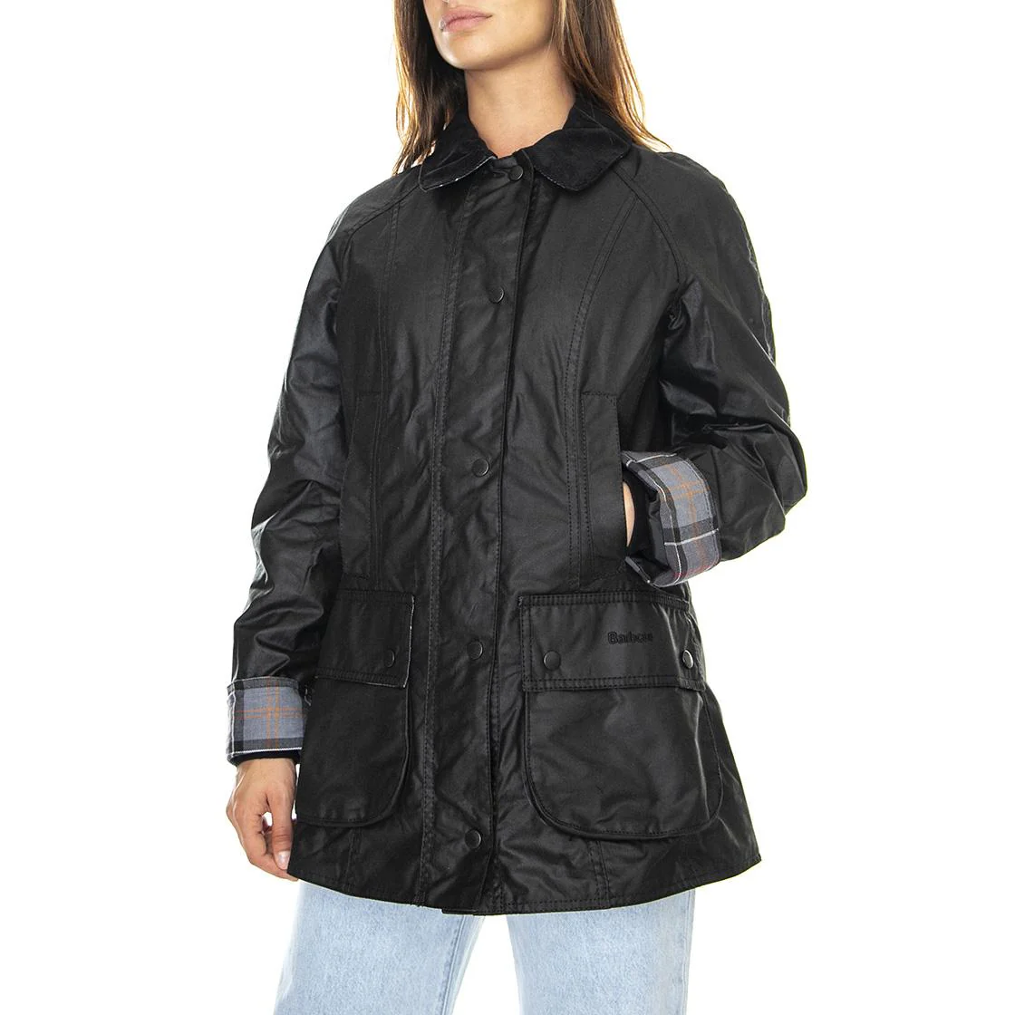 Womens Beadnell Wax Jacket Black