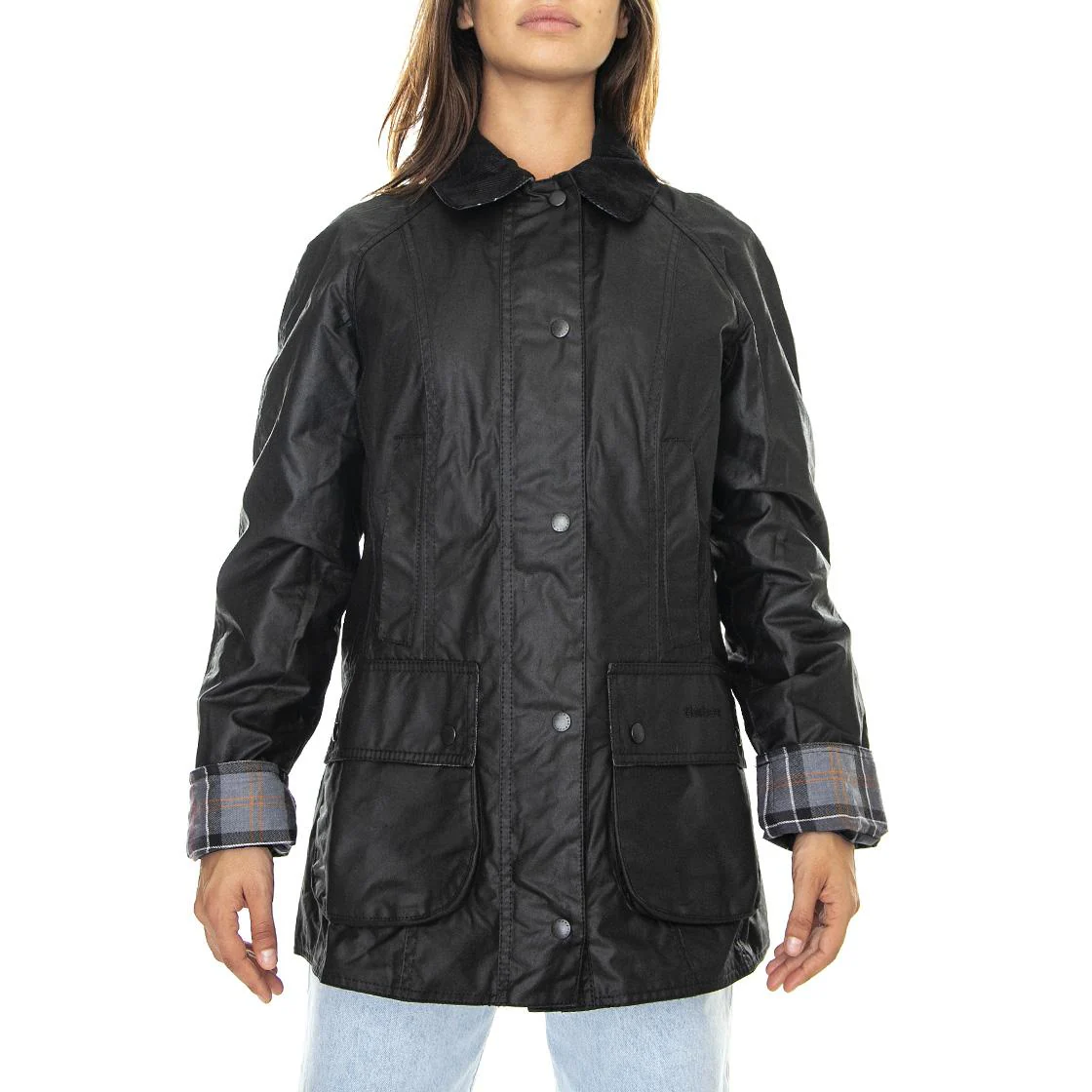 Womens Beadnell Wax Jacket Black - Image 2