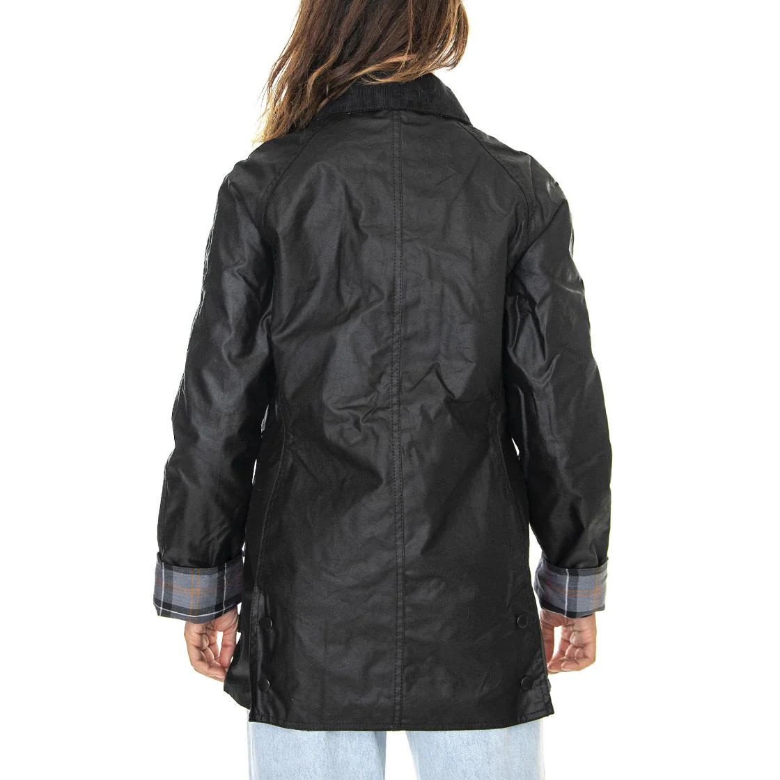 Womens Beadnell Wax Jacket Black - Image 3