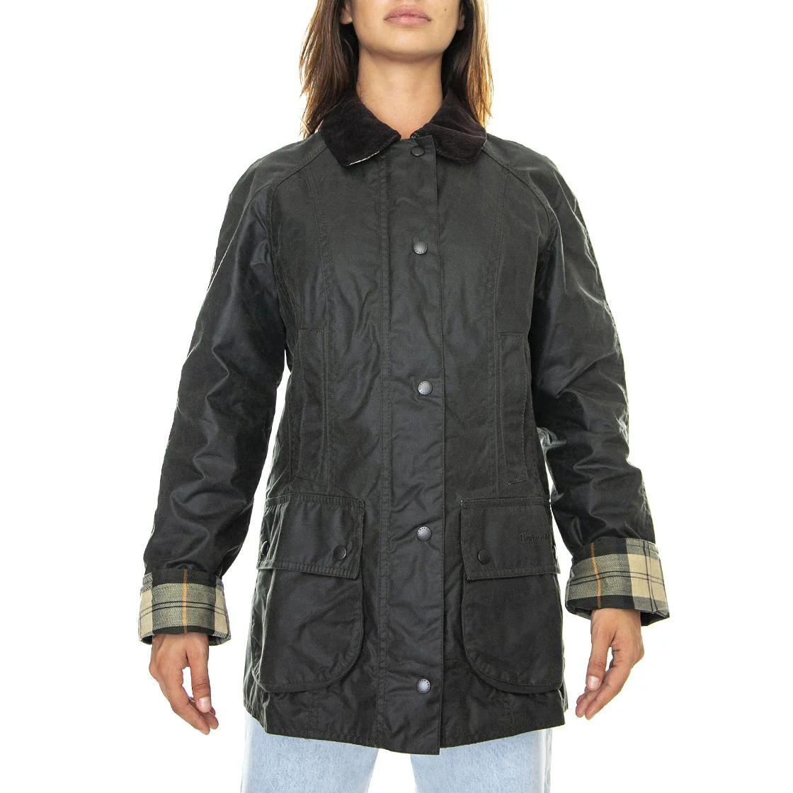 Womens Beadnell Wax Jacket Sage - Image 2