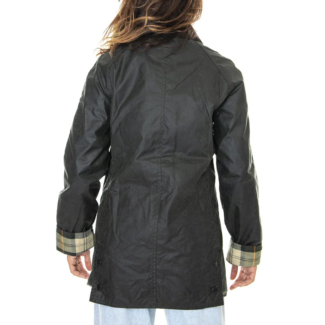 Womens Beadnell Wax Jacket Sage - Image 3