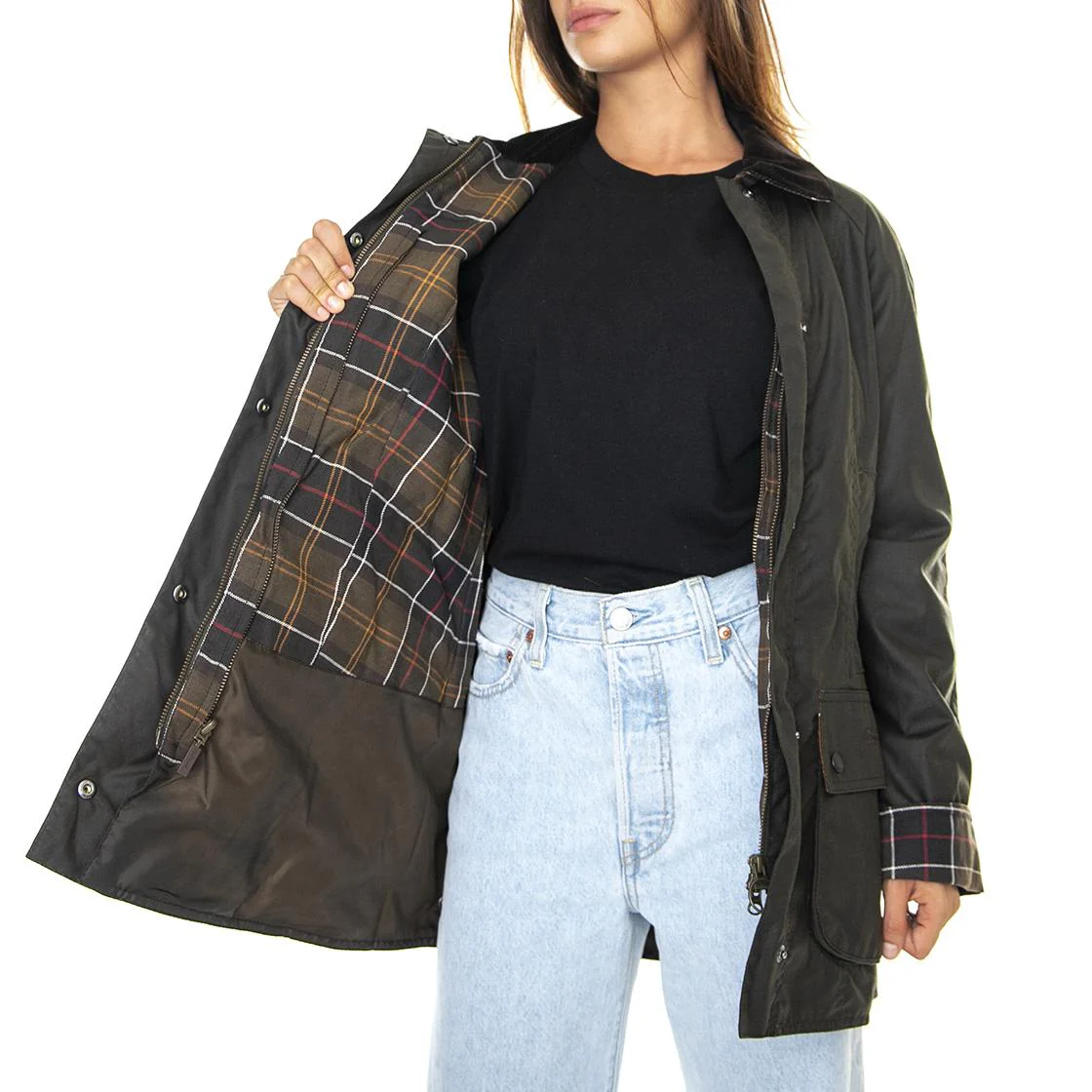 Womens Classic Bedale Wax Jacket Olive - Image 4