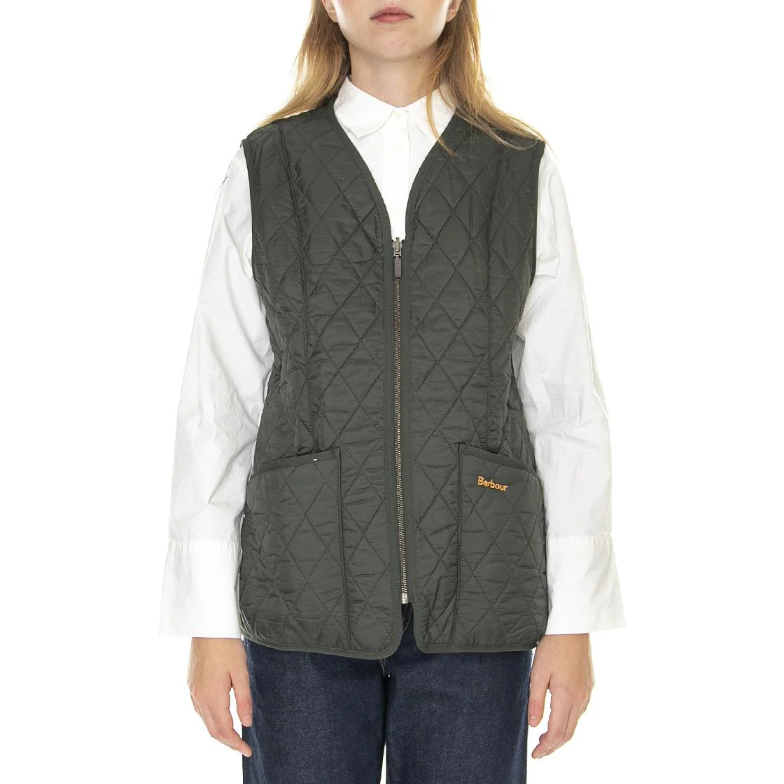 Womens Lady Fleece Betty Dark Olive Vest Jacket - Image 2