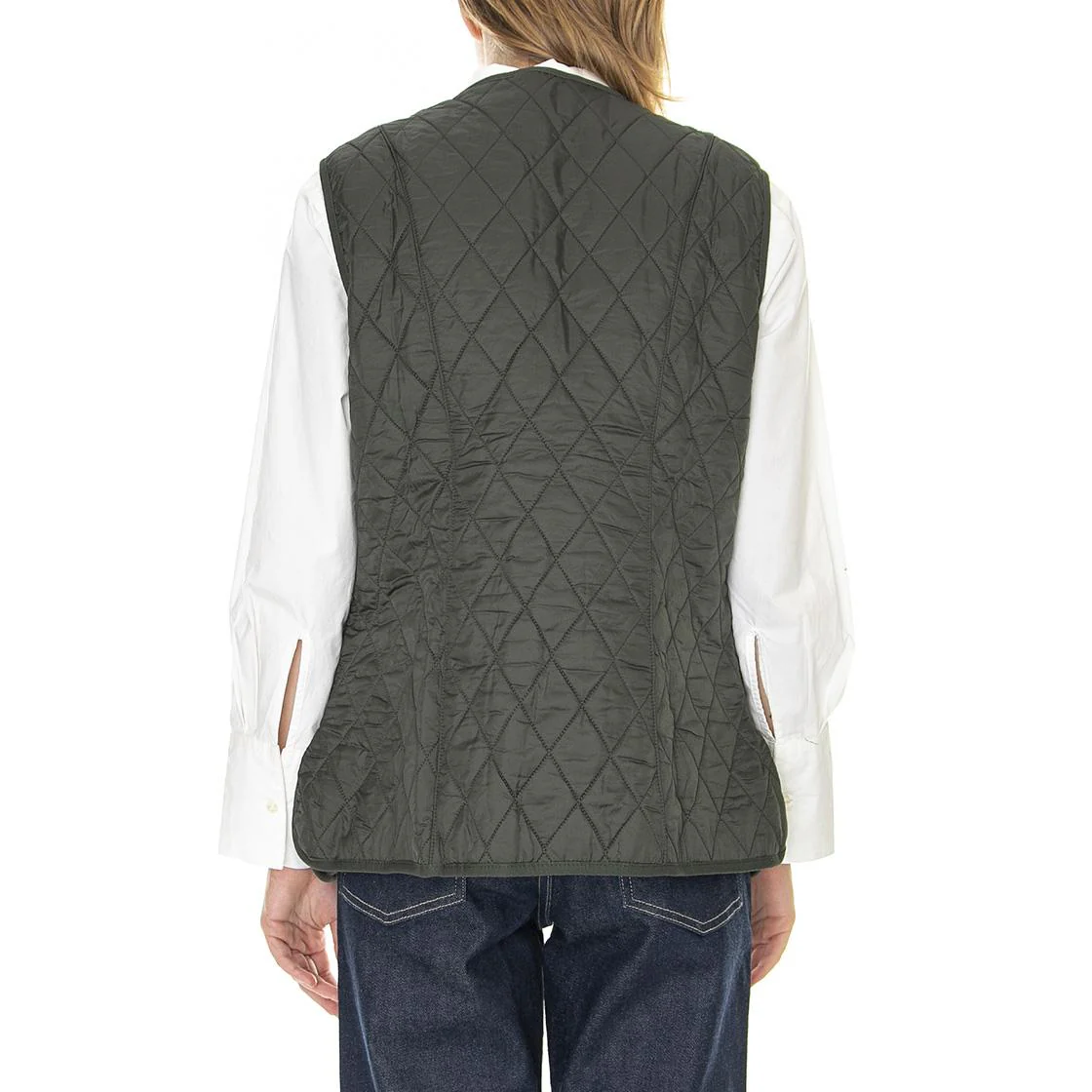 Womens Lady Fleece Betty Dark Olive Vest Jacket - Image 3