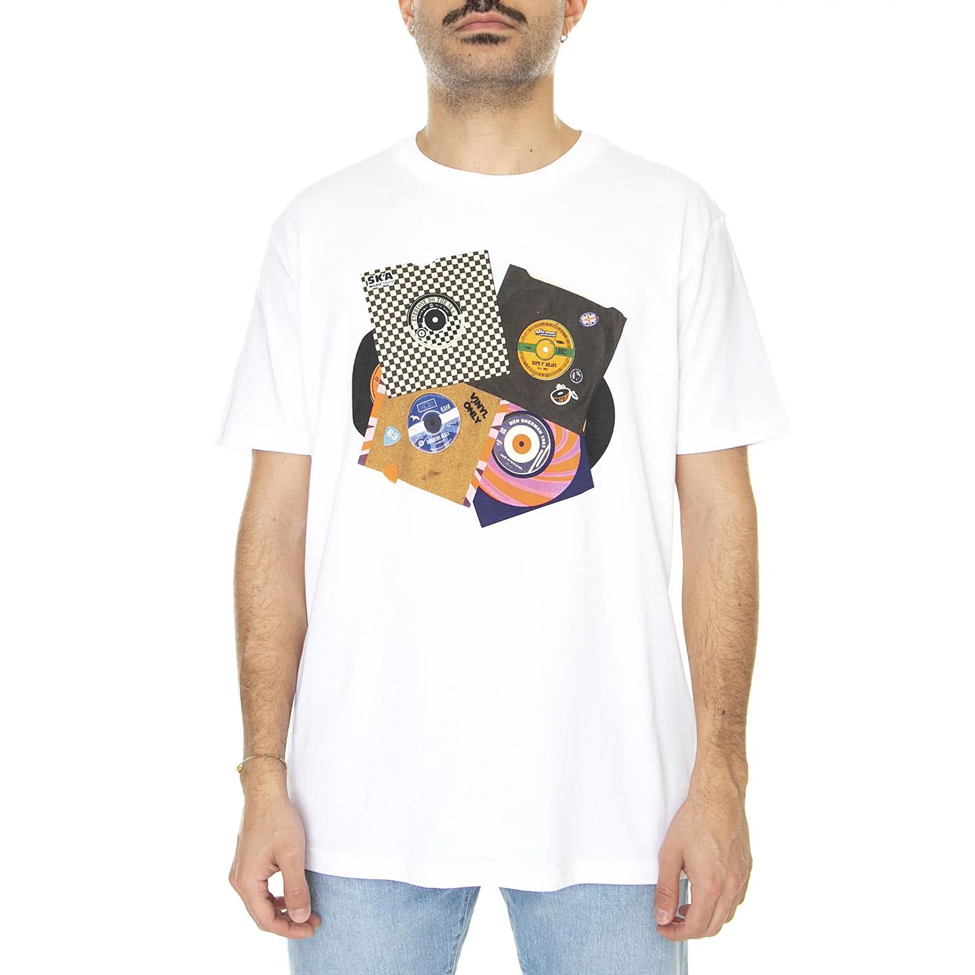 M' 45 Records Print Tee White - Image 2