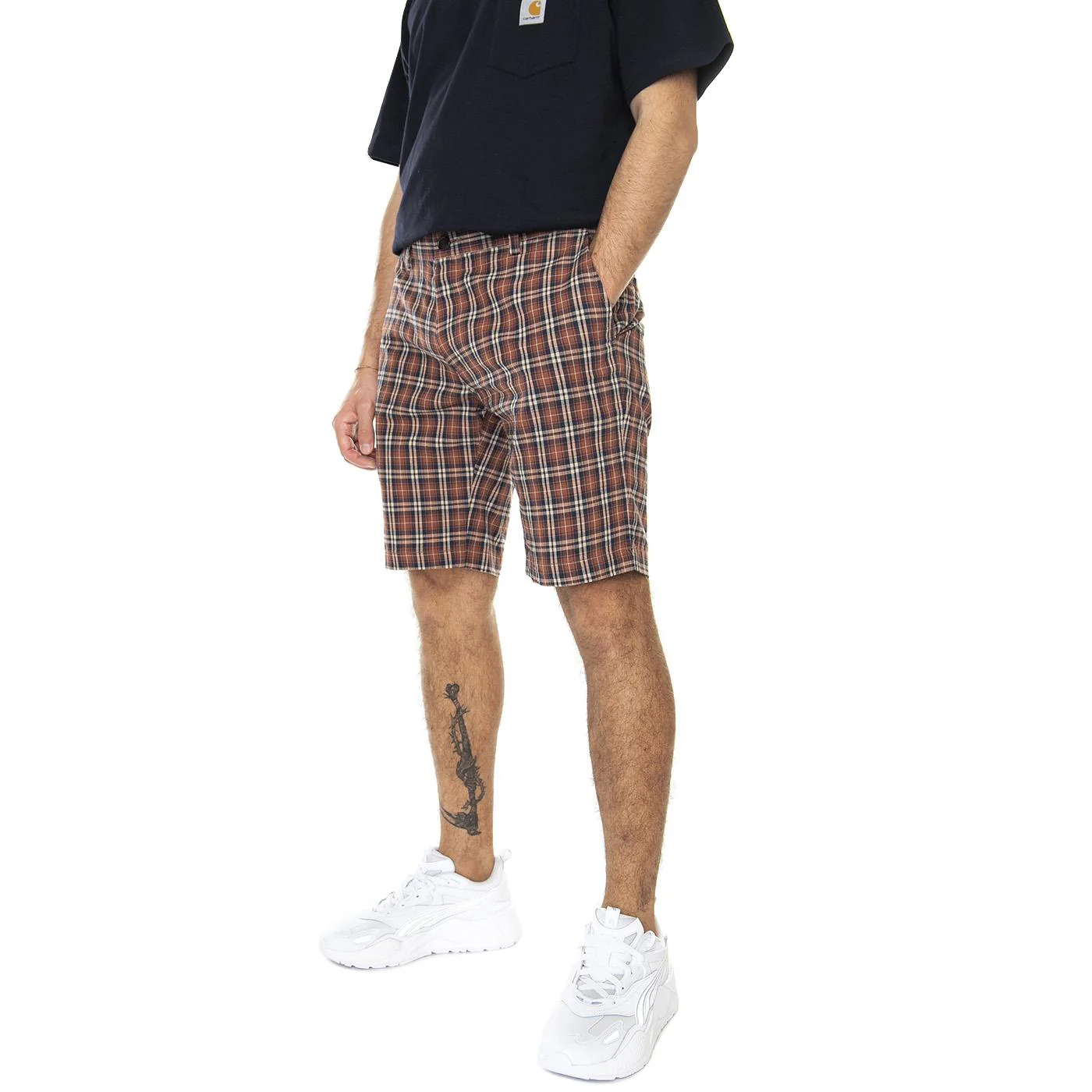M' Heritage Check Short Brick Red