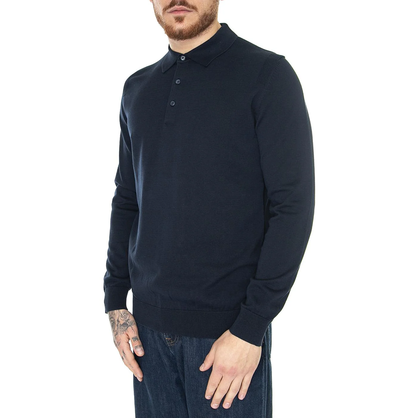 Signature Cotton L/S Polo Navy