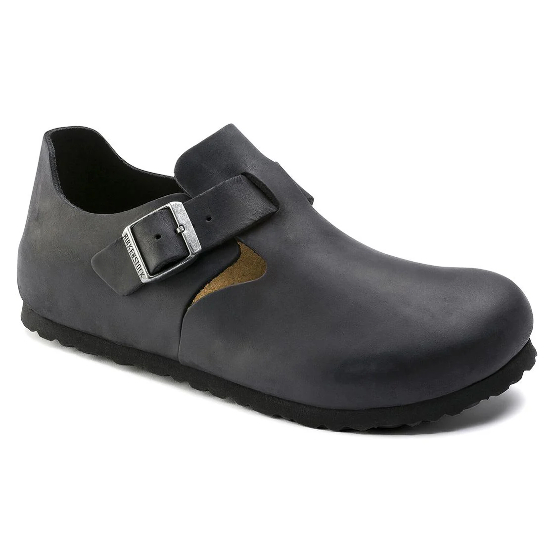 Unisex London Oiled Leather Black Sandals