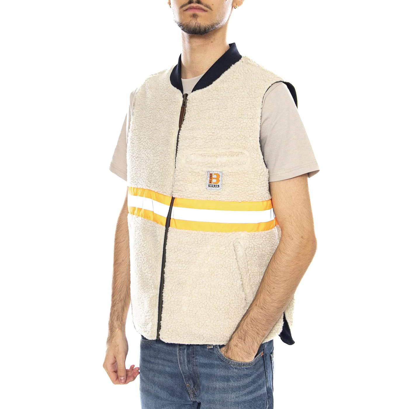 Builders Abraham Rev Vest -- Men's Reversible Rinse Denim Sherpa Vest BRIXTON - Image 4