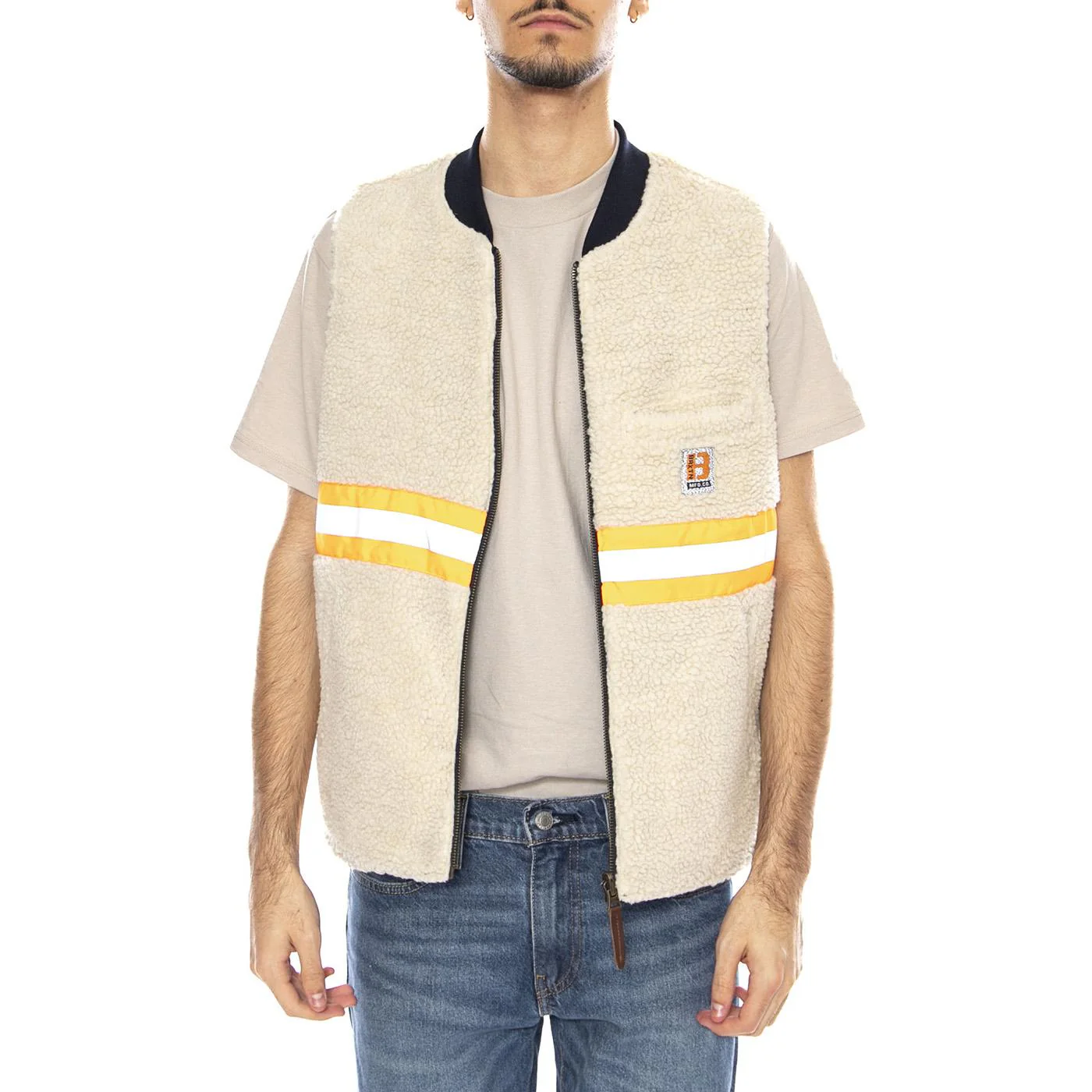 Builders Abraham Rev Vest -- Men's Reversible Rinse Denim Sherpa Vest BRIXTON - Image 5