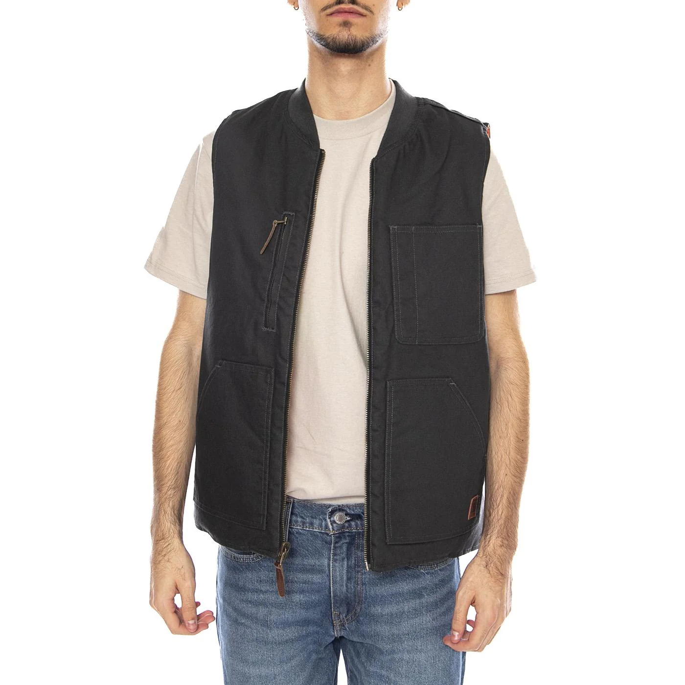 Builders Abraham Rev Vest -- Men's Reversible Washed Gilet Black / Orange Men BRIXTON - Image 2