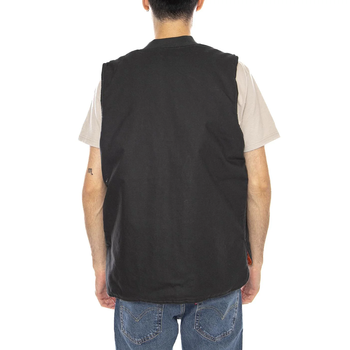 Builders Abraham Rev Vest -- Men's Reversible Washed Gilet Black / Orange Men BRIXTON - Image 3