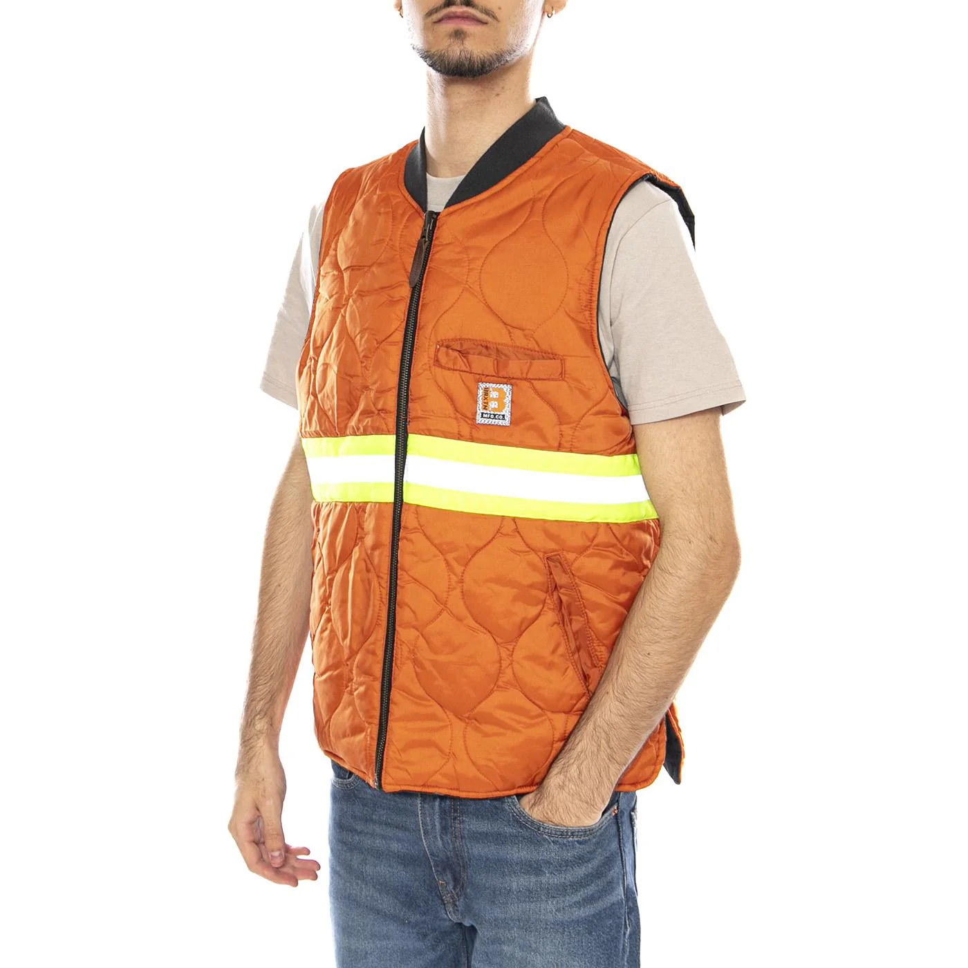 Builders Abraham Rev Vest -- Men's Reversible Washed Gilet Black / Orange Men BRIXTON - Image 4