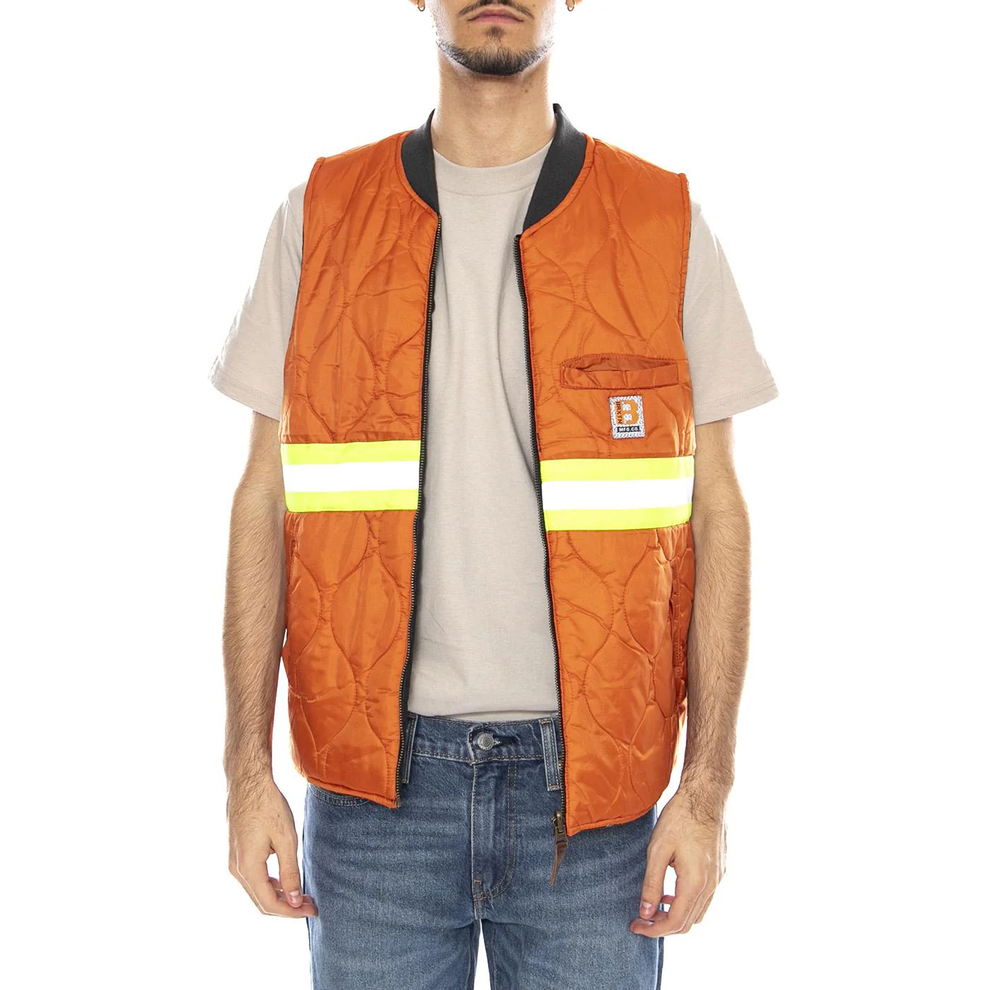 Builders Abraham Rev Vest -- Men's Reversible Washed Gilet Black / Orange Men BRIXTON - Image 5