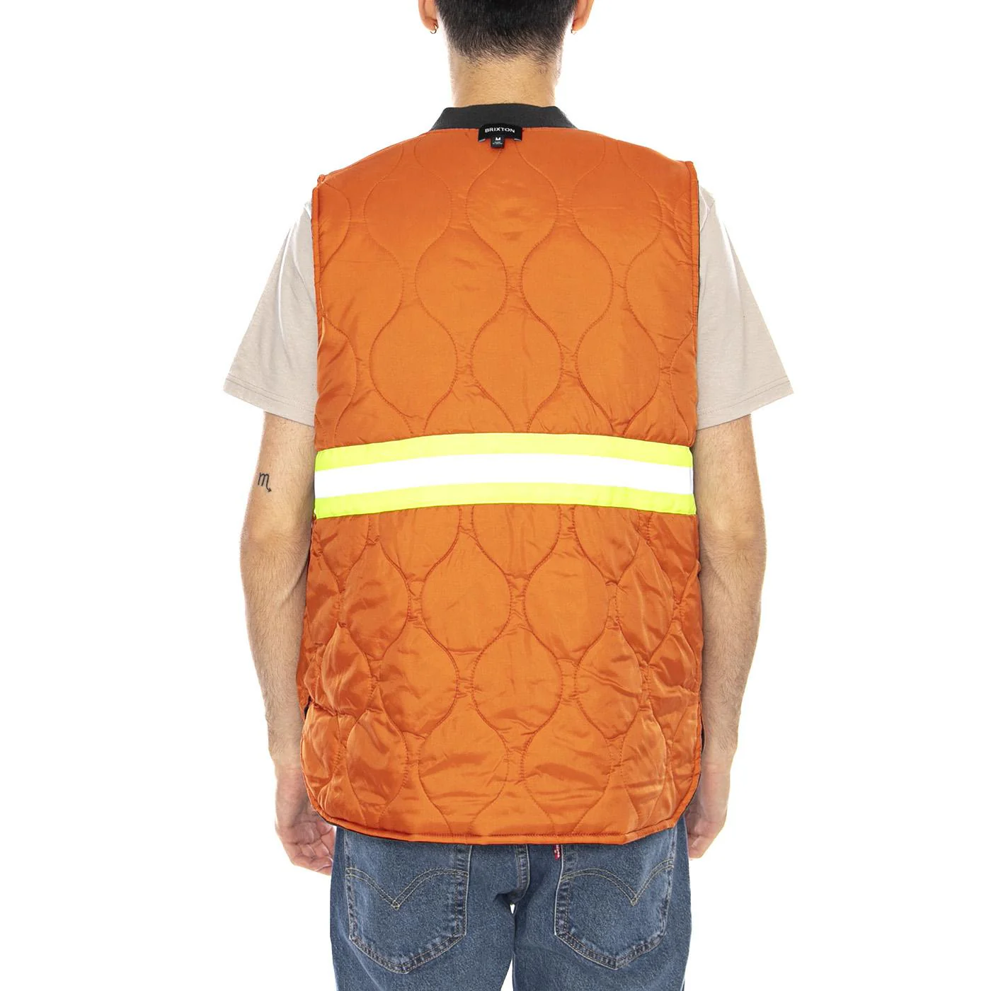 Builders Abraham Rev Vest -- Men's Reversible Washed Gilet Black / Orange Men BRIXTON - Image 6