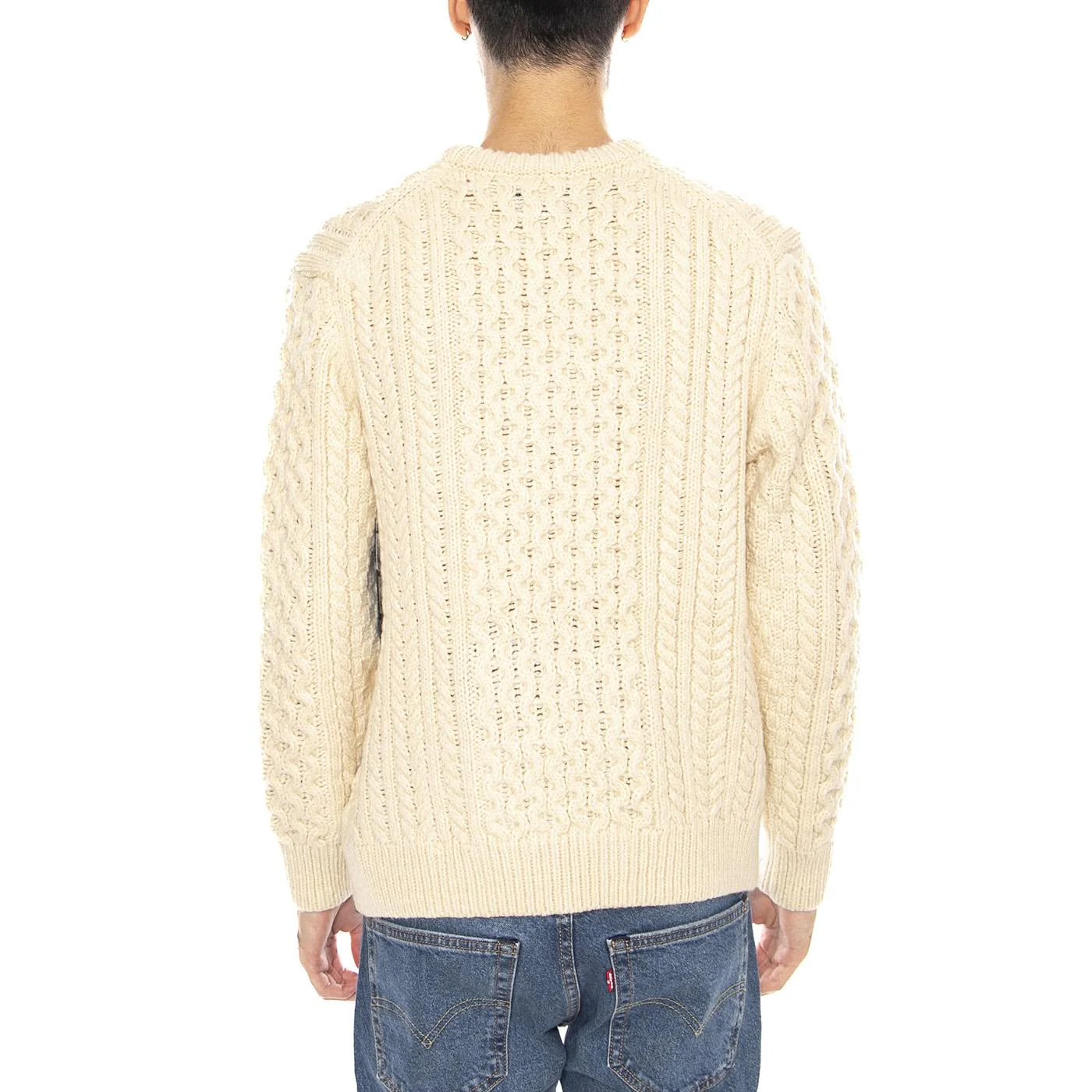 Classic Fisherman S Sweater -- Men's Oatmeal Ecru Sweater BRIXTON - Image 3
