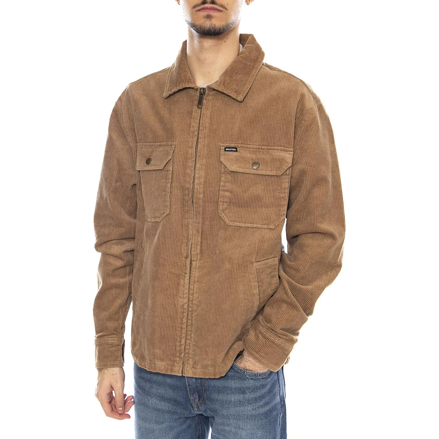 Motor Zip Jacket -- Tiger's Eye Cord Brown Men's Jacket BRIXTON