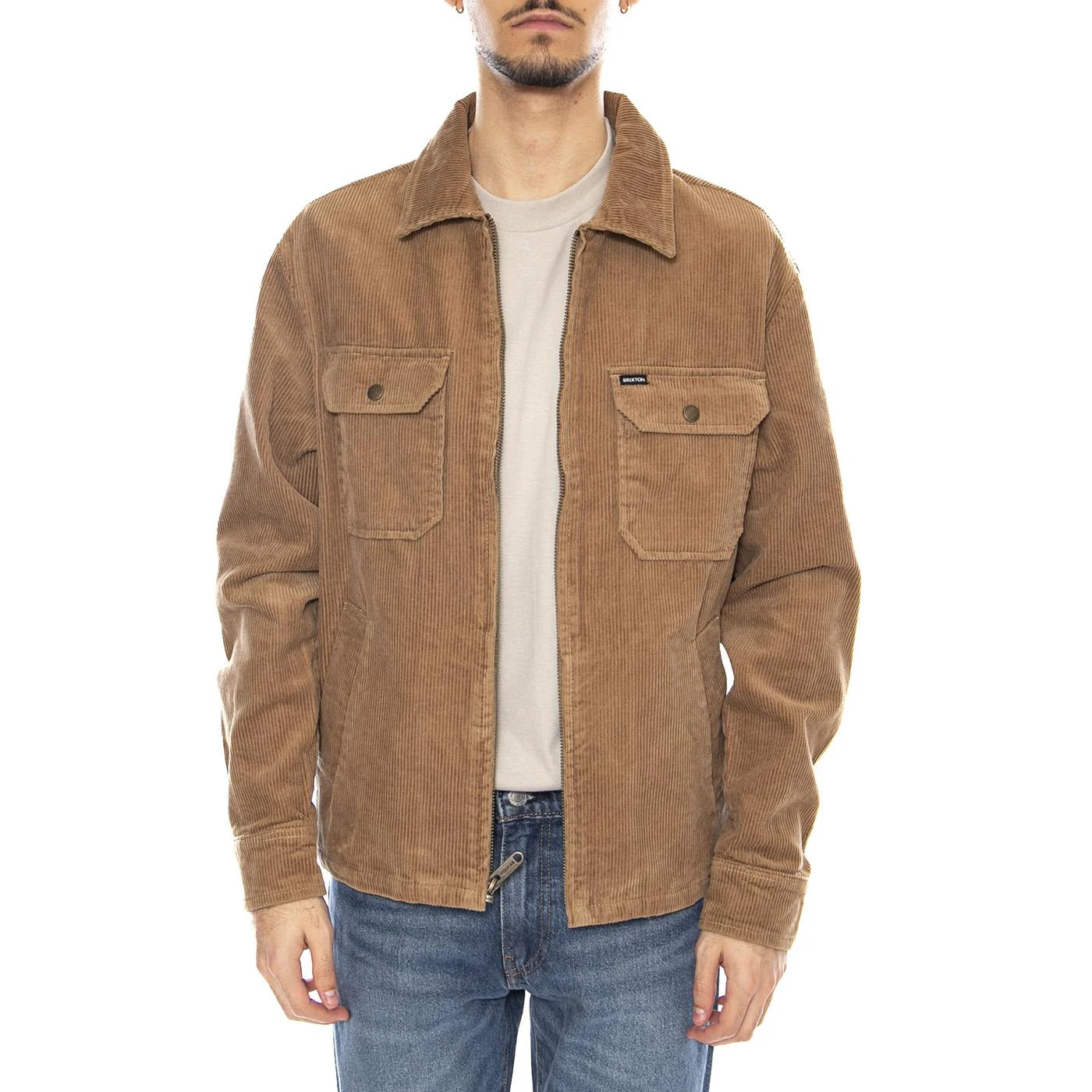 Motor Zip Jacket -- Tiger's Eye Cord Brown Men's Jacket BRIXTON - Image 2