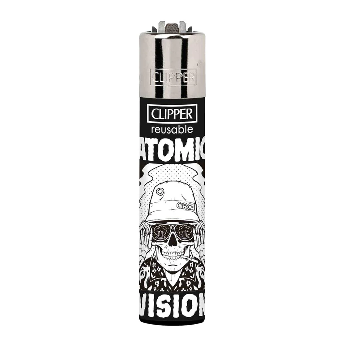 Clipper Circa - Atomic Vision Black / White / Multi Reusbale Lighter