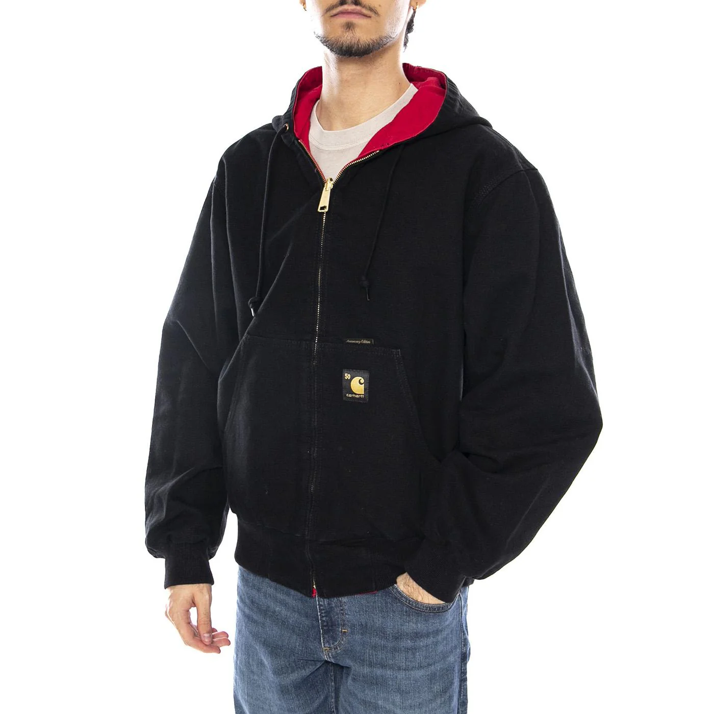 50 Years Anniversary OG Active Jacket Canvas Black / USA Red - Men's Red Jacket CARHARTT WIP - Image 4