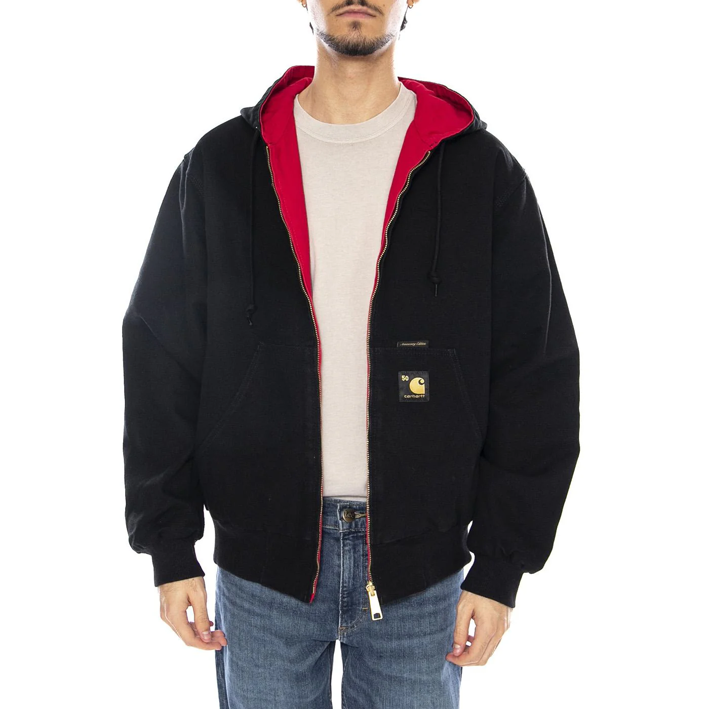 50 Years Anniversary OG Active Jacket Canvas Black / USA Red - Men's Red Jacket CARHARTT WIP - Image 5